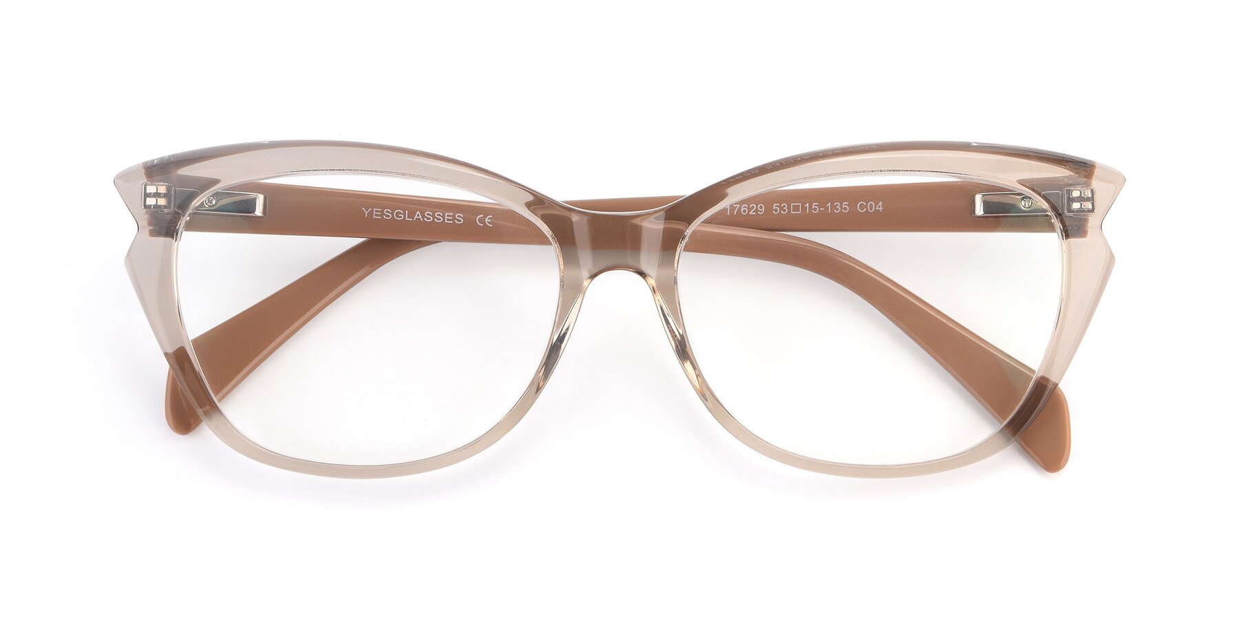 Folded Front of 17629 in Transparent Brown with Clear Reading Eyeglass Lenses