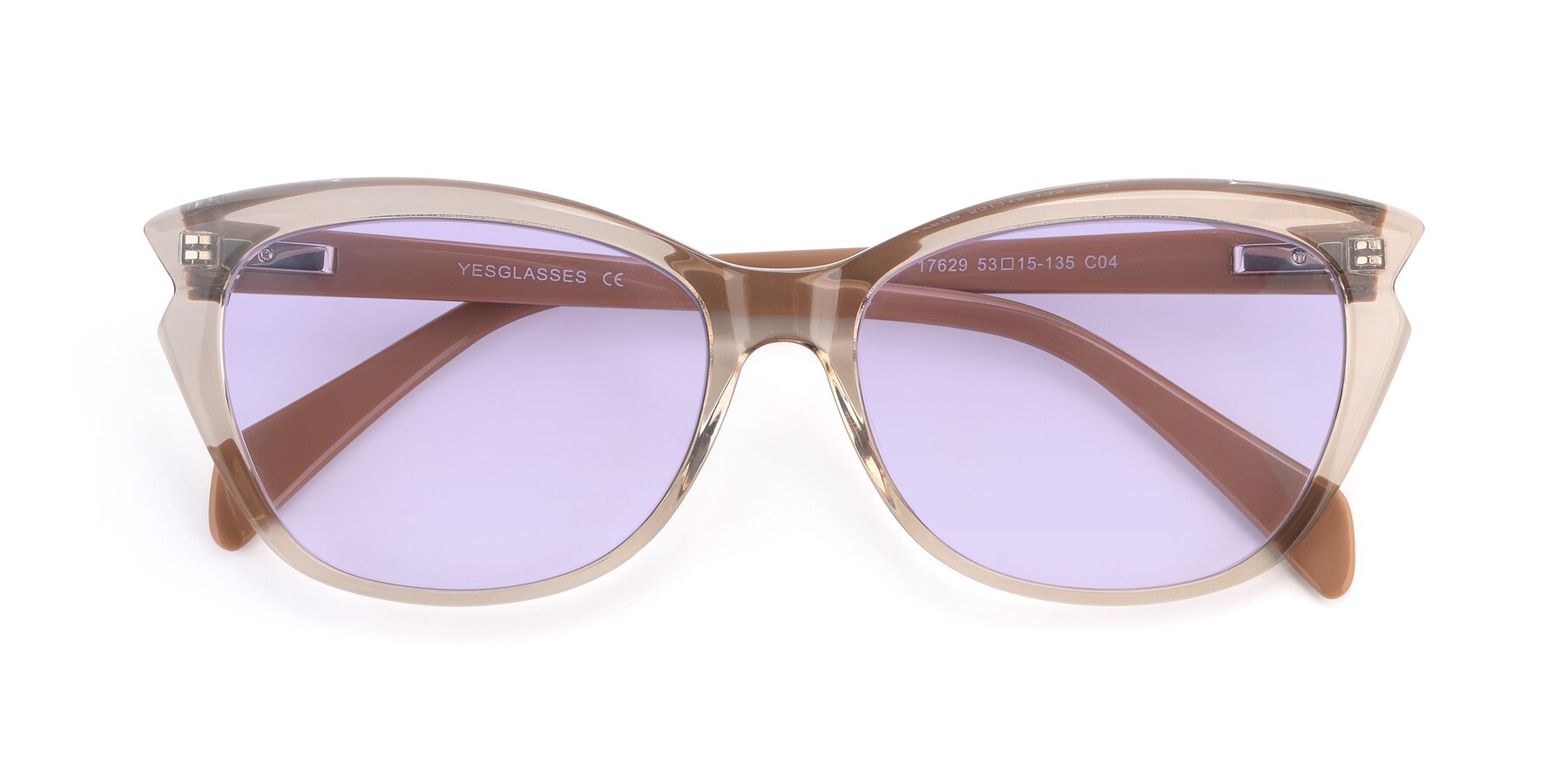 Folded Front of 17629 in Transparent Brown with Light Purple Tinted Lenses