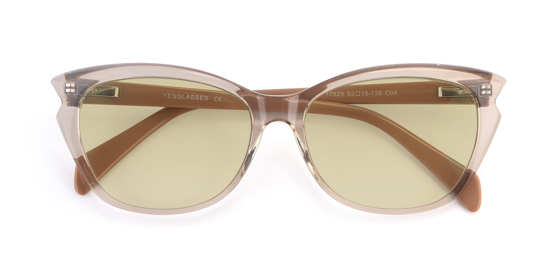 Folded Front of 17629 in Transparent Brown with Light Champagne Tinted Lenses
