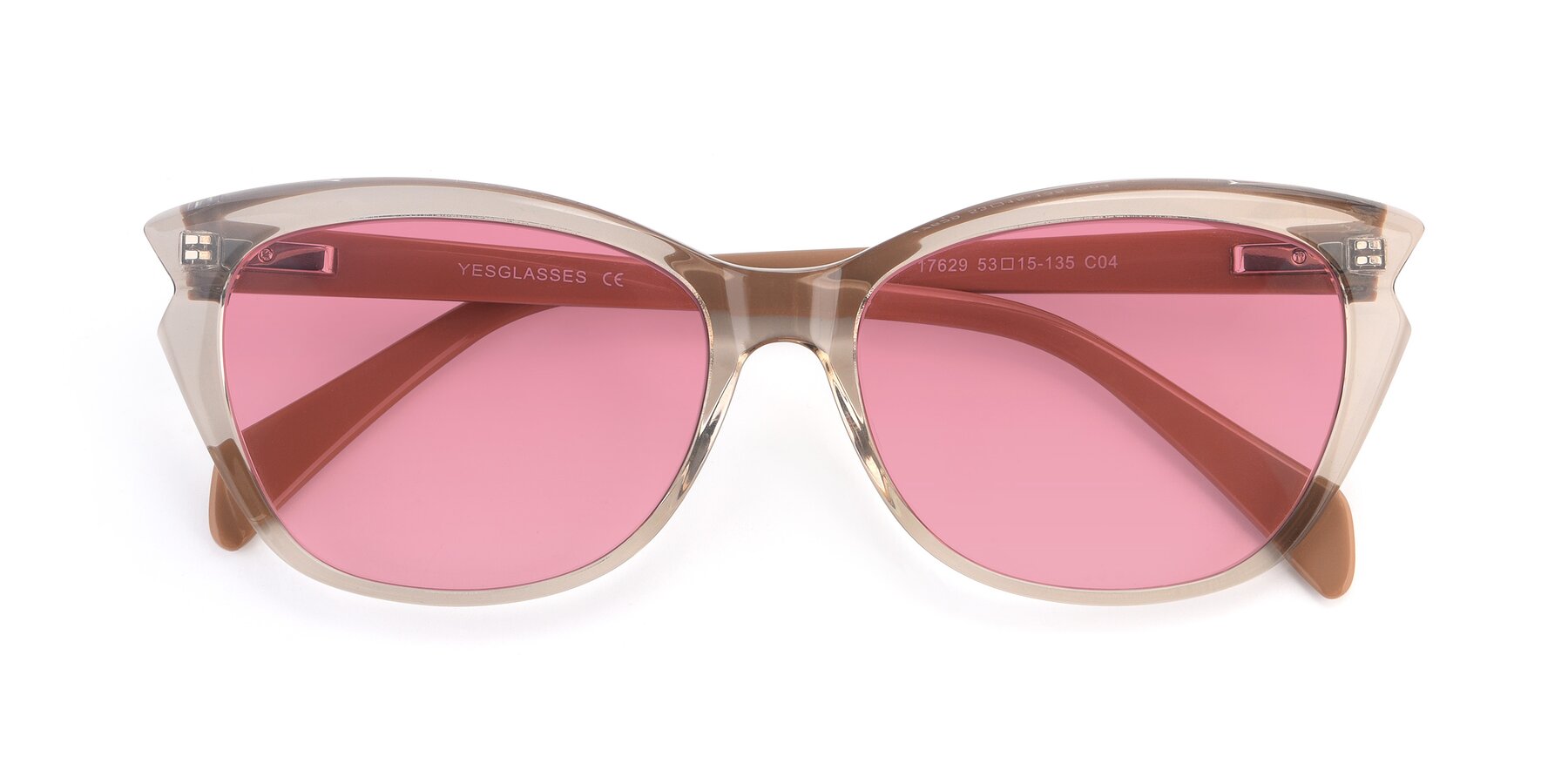 Folded Front of 17629 in Transparent Brown with Pink Tinted Lenses