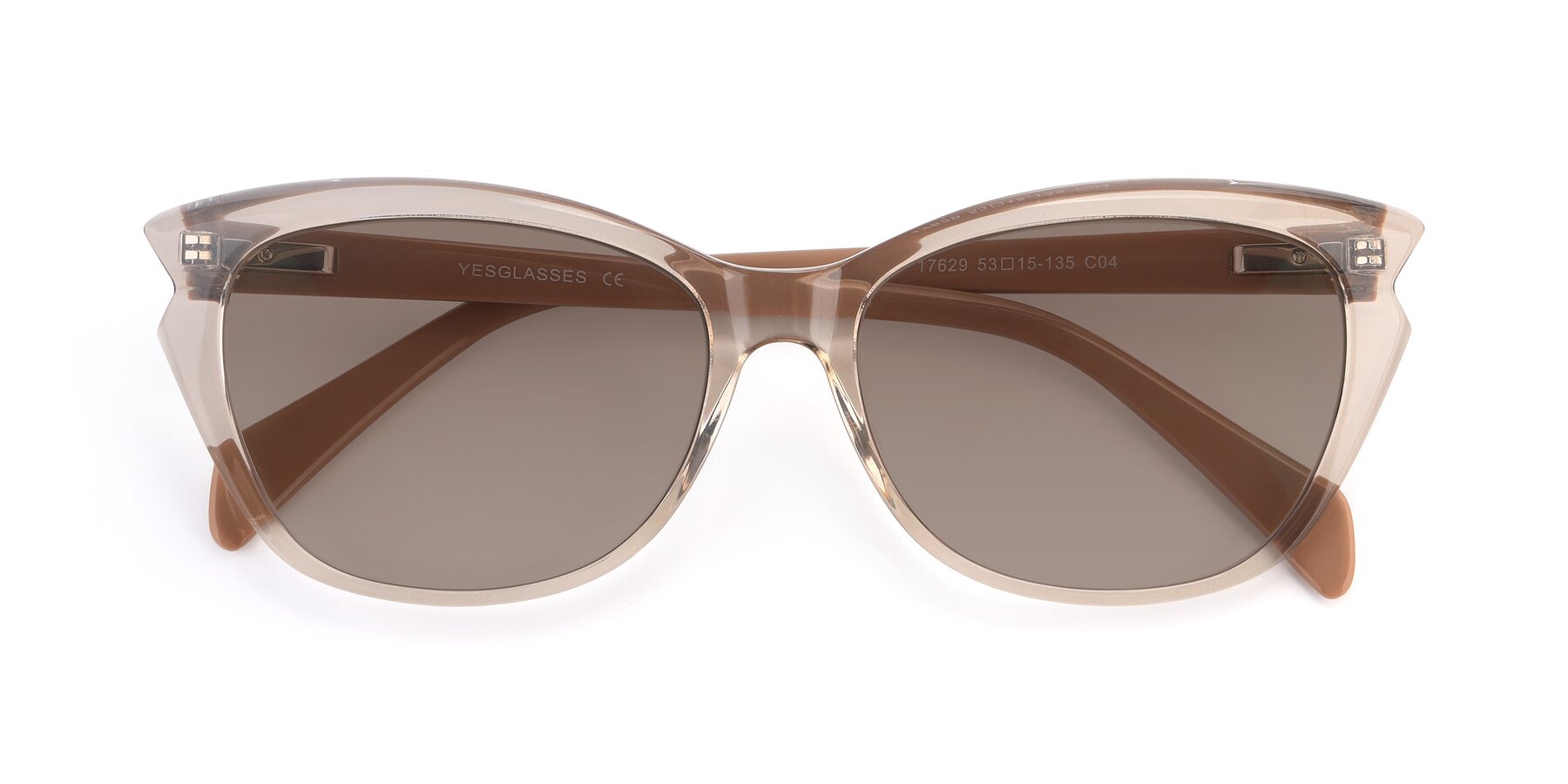 Folded Front of 17629 in Transparent Brown with Medium Brown Tinted Lenses
