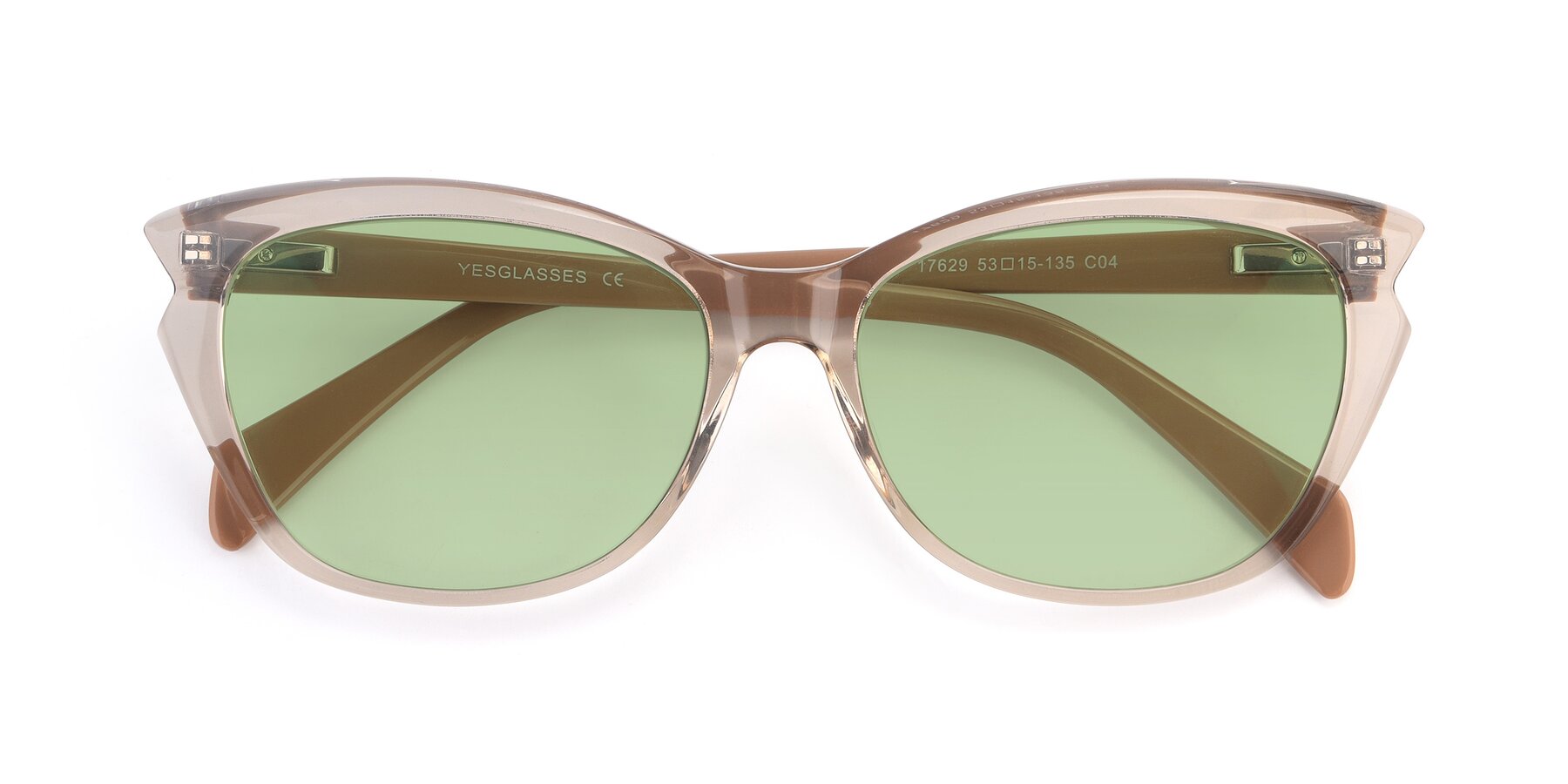 Folded Front of 17629 in Transparent Brown with Medium Green Tinted Lenses