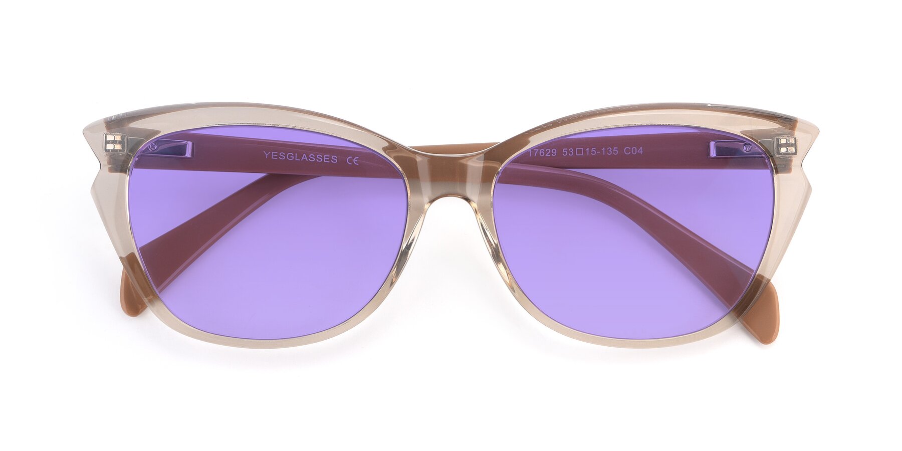 Folded Front of 17629 in Transparent Brown with Medium Purple Tinted Lenses