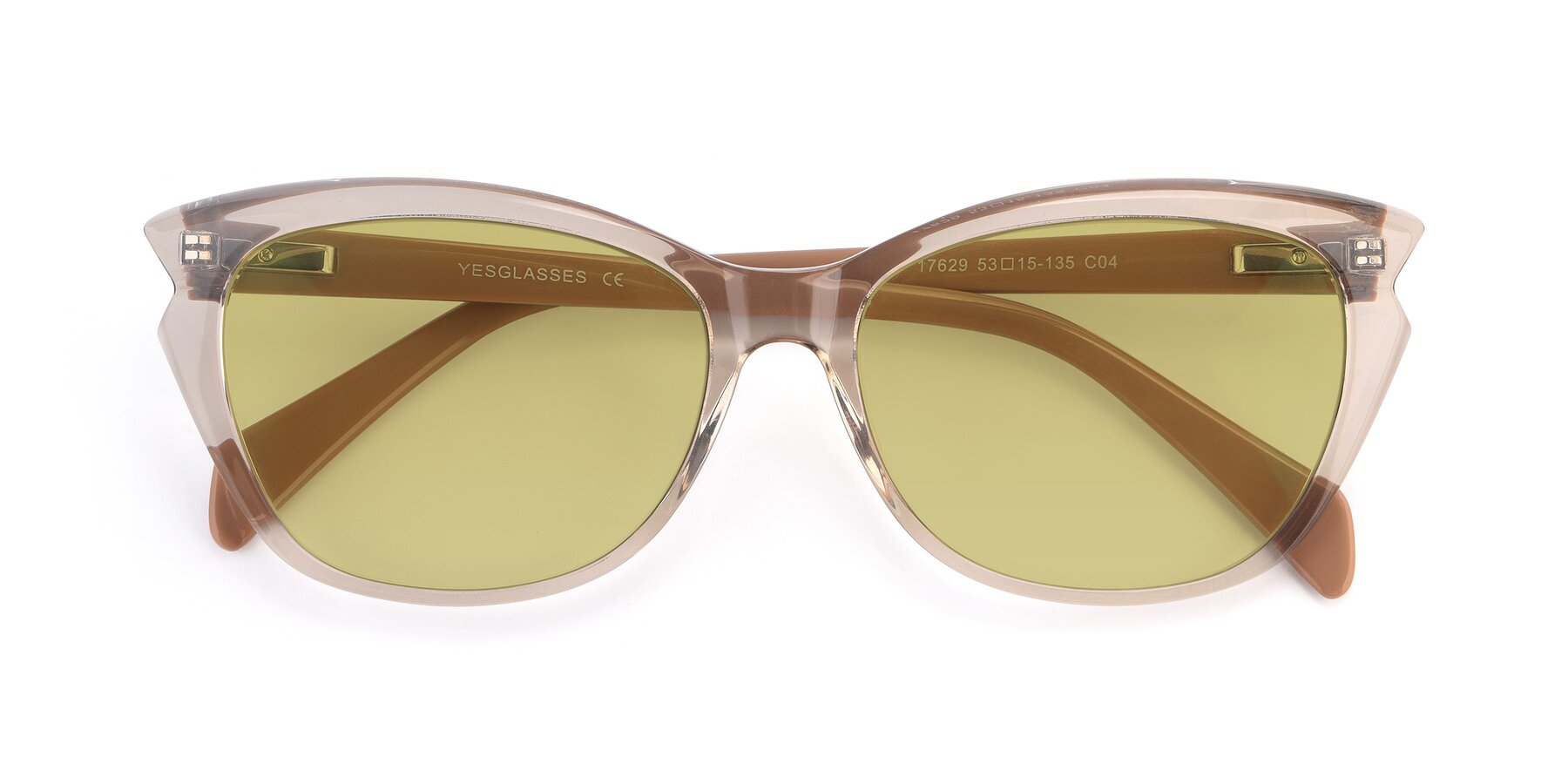Folded Front of 17629 in Transparent Brown with Medium Champagne Tinted Lenses