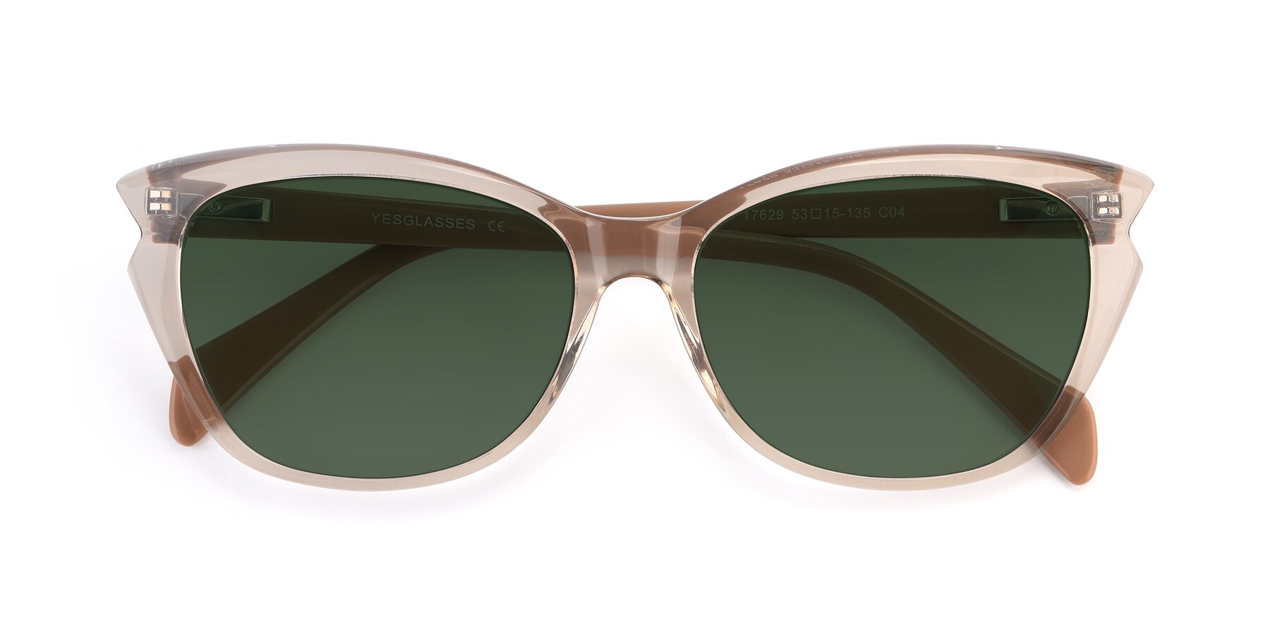 Folded Front of 17629 in Transparent Brown with Green Tinted Lenses