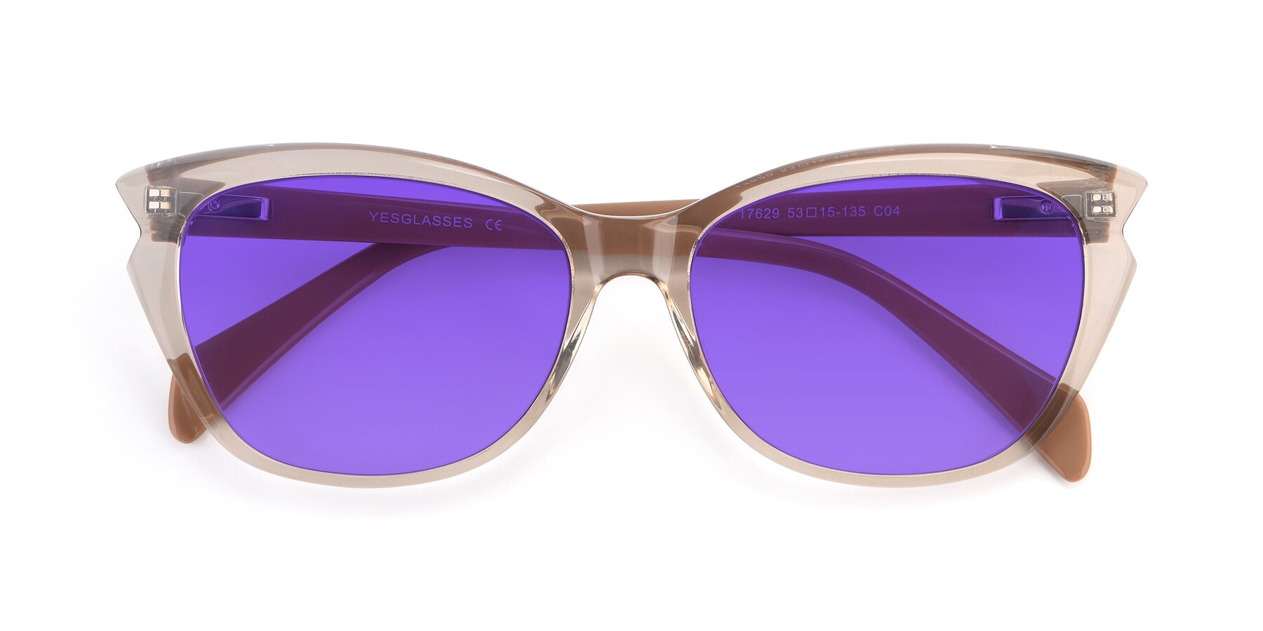 Folded Front of 17629 in Transparent Brown with Purple Tinted Lenses