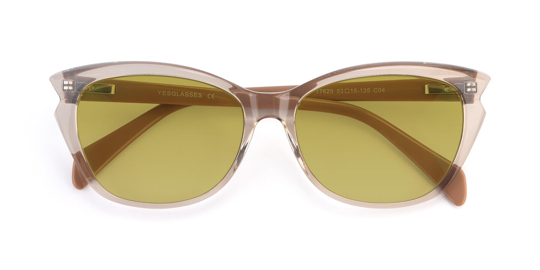 Folded Front of 17629 in Transparent Brown with Champagne Tinted Lenses
