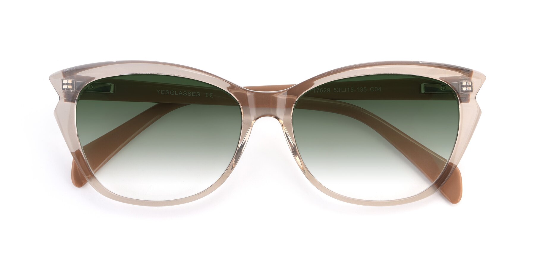 Folded Front of 17629 in Transparent Brown with Green Gradient Lenses