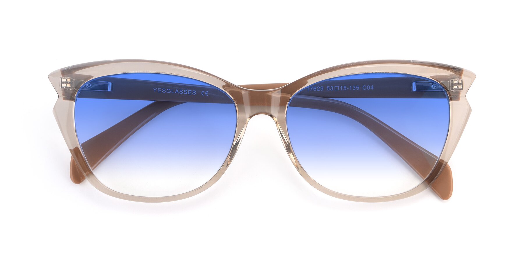 Folded Front of 17629 in Transparent Brown with Blue Gradient Lenses