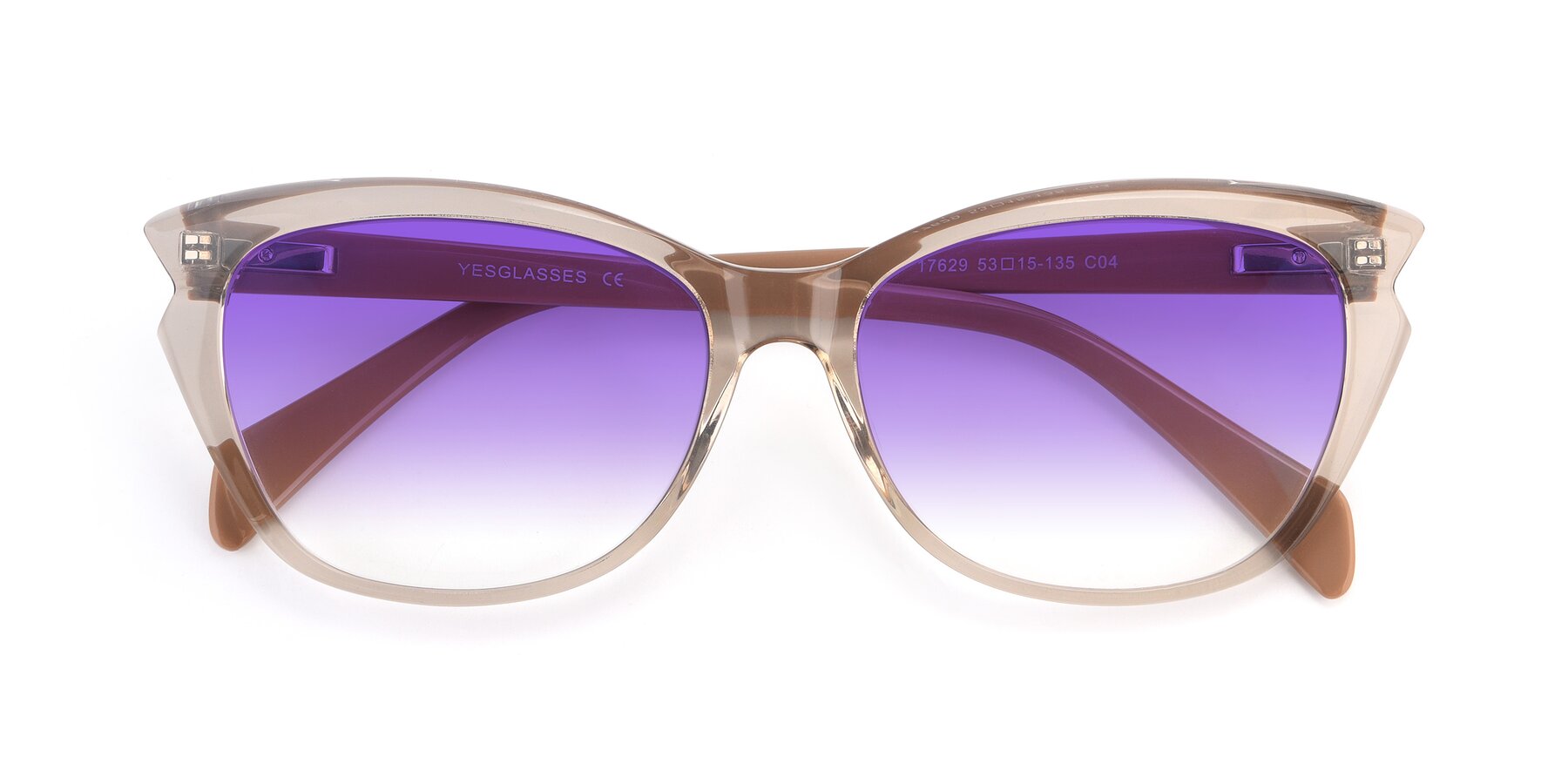 Folded Front of 17629 in Transparent Brown with Purple Gradient Lenses