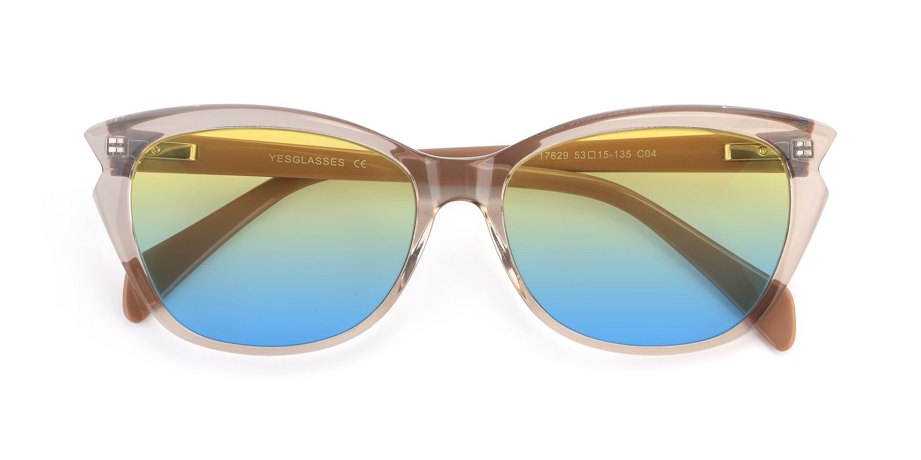 Folded Front of 17629 in Transparent Brown with Yellow / Blue Gradient Lenses