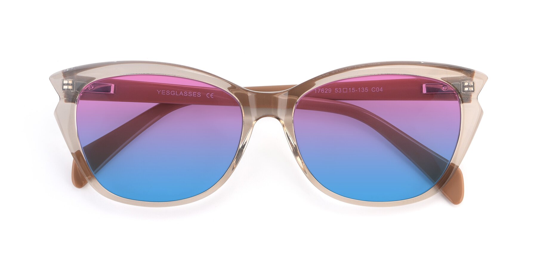 Folded Front of 17629 in Transparent Brown with Pink / Blue Gradient Lenses