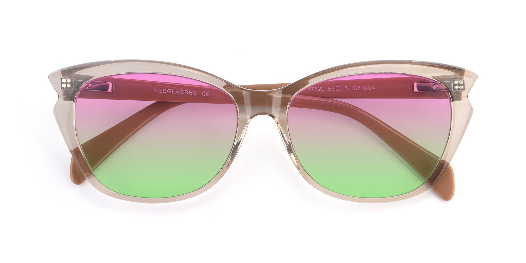 Folded Front of 17629 in Transparent Brown with Pink / Green Gradient Lenses