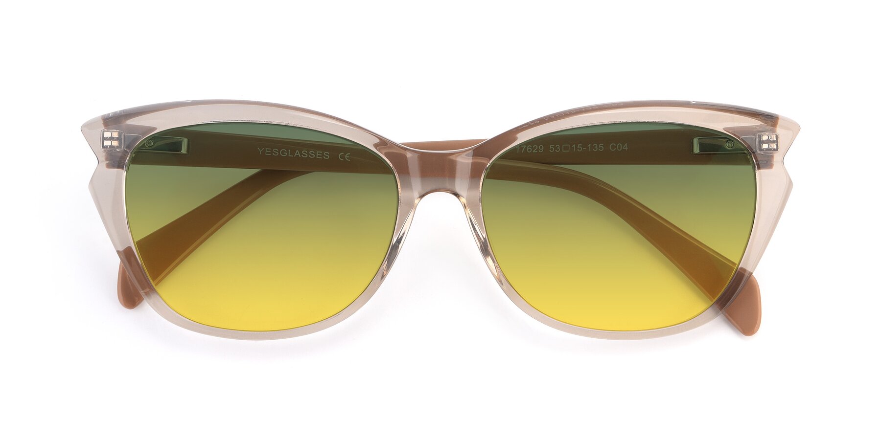 Folded Front of 17629 in Transparent Brown with Green / Yellow Gradient Lenses