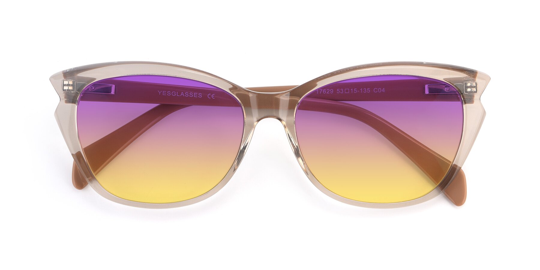 Folded Front of 17629 in Transparent Brown with Purple / Yellow Gradient Lenses