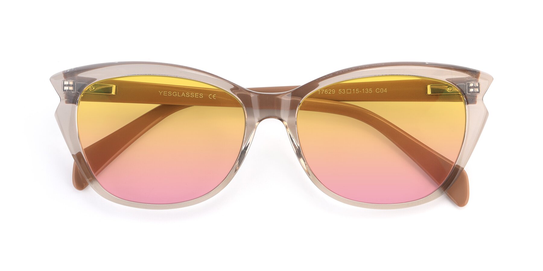 Folded Front of 17629 in Transparent Brown with Yellow / Pink Gradient Lenses