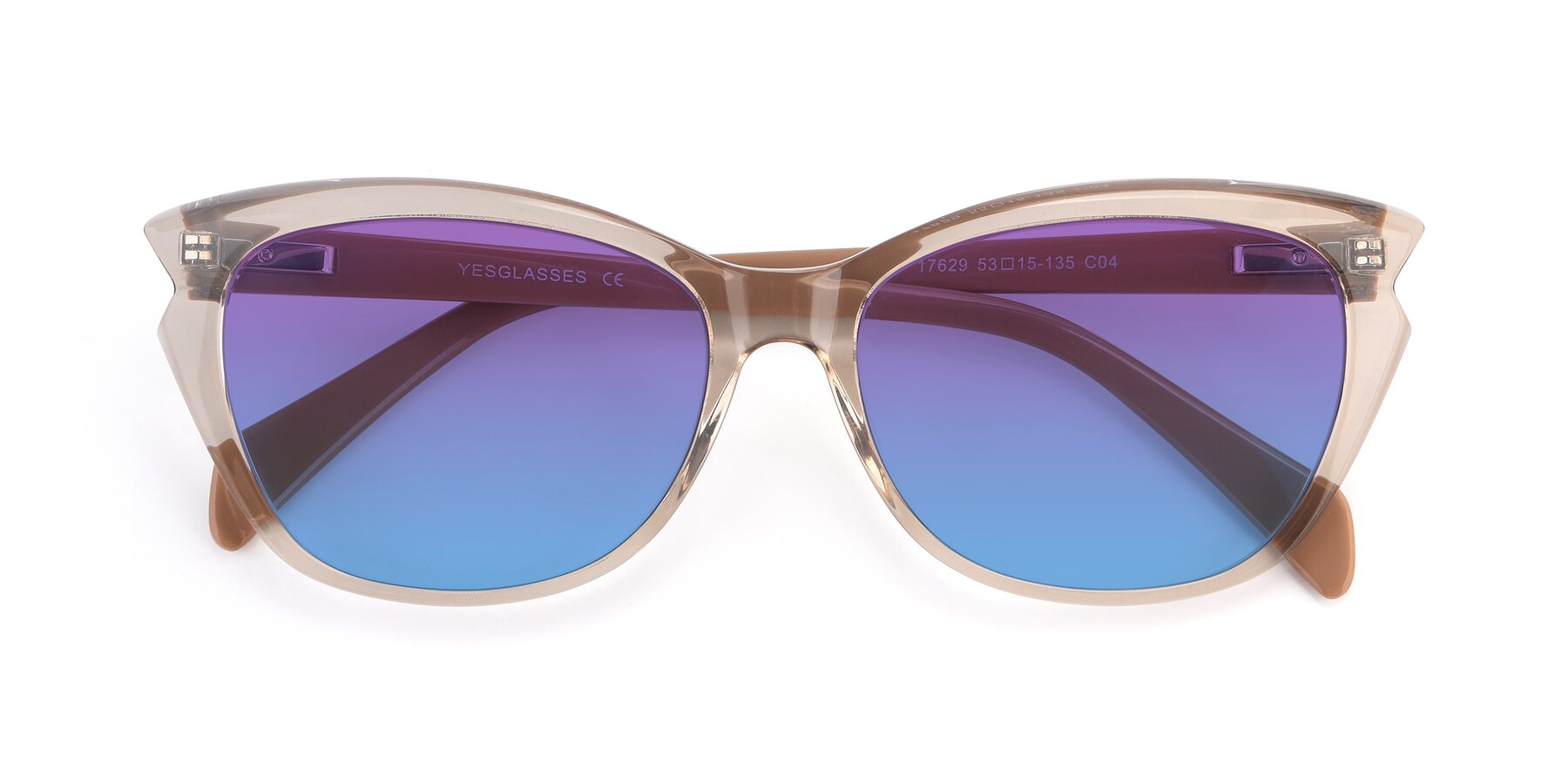 Folded Front of 17629 in Transparent Brown with Purple / Blue Gradient Lenses