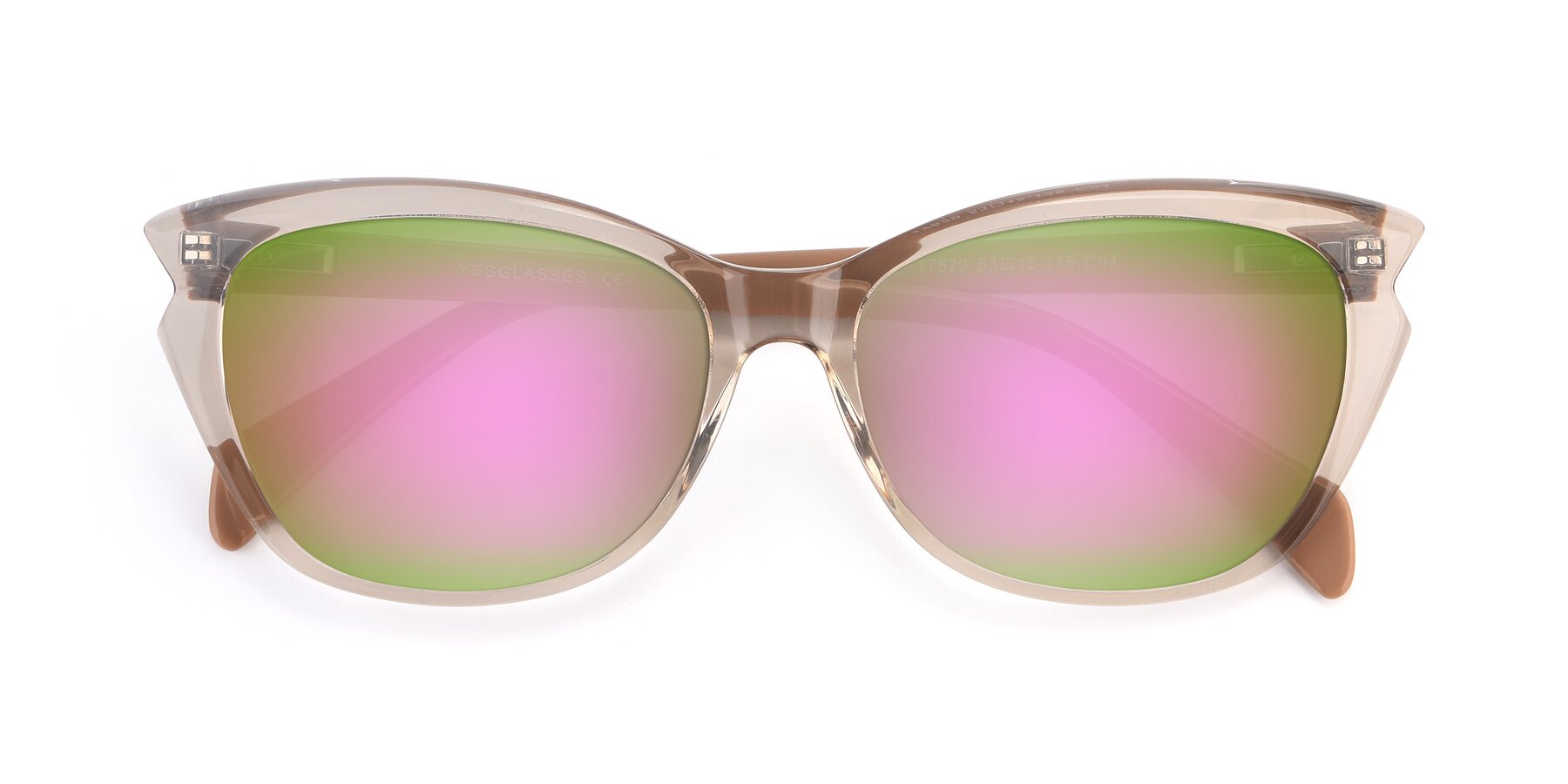 Folded Front of 17629 in Transparent Brown with Pink Mirrored Lenses
