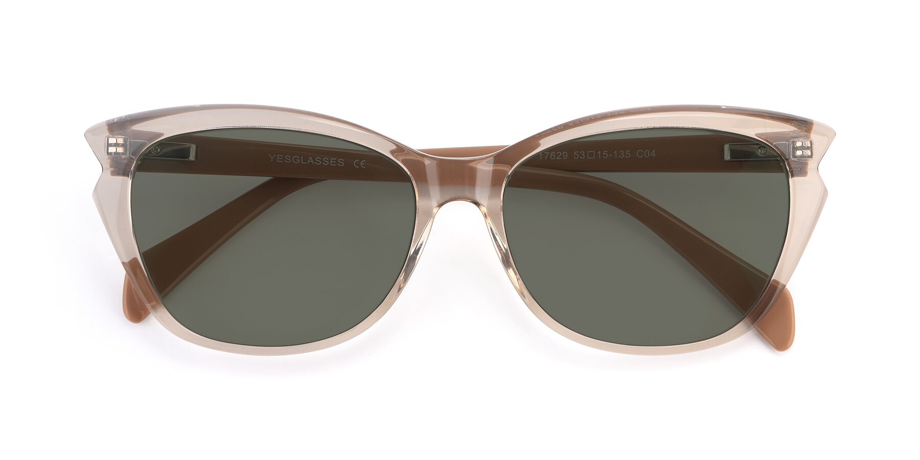 Folded Front of 17629 in Transparent Brown with Gray Polarized Lenses
