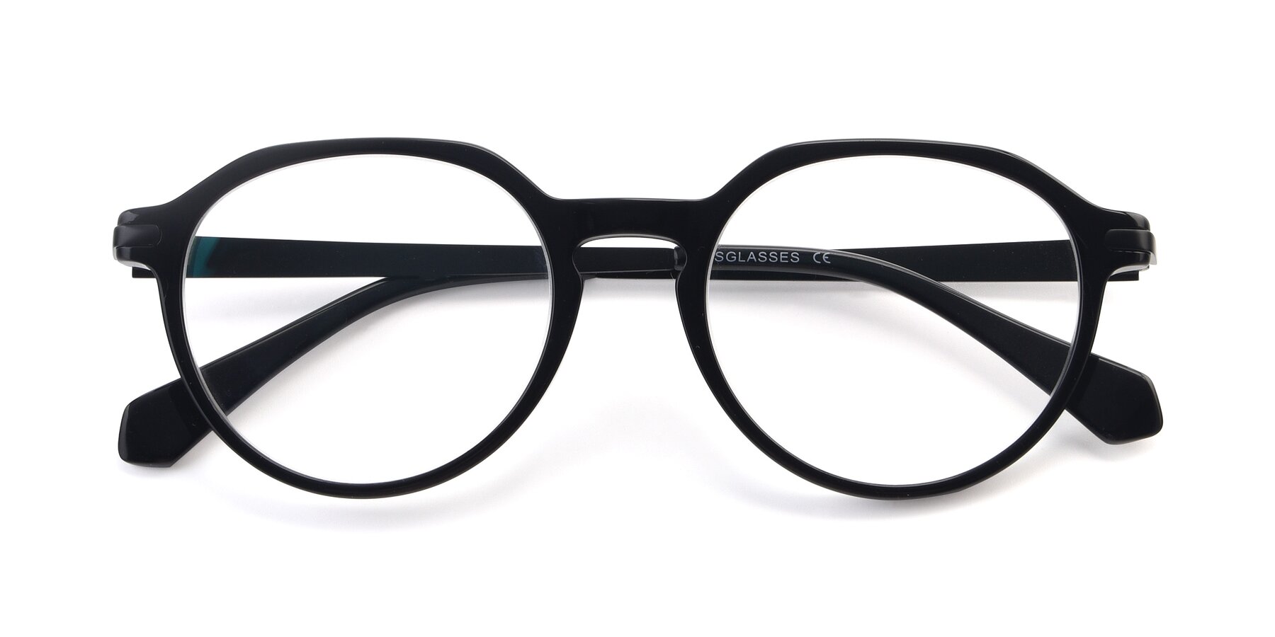 Folded Front of 17643 in Black with Clear Reading Eyeglass Lenses