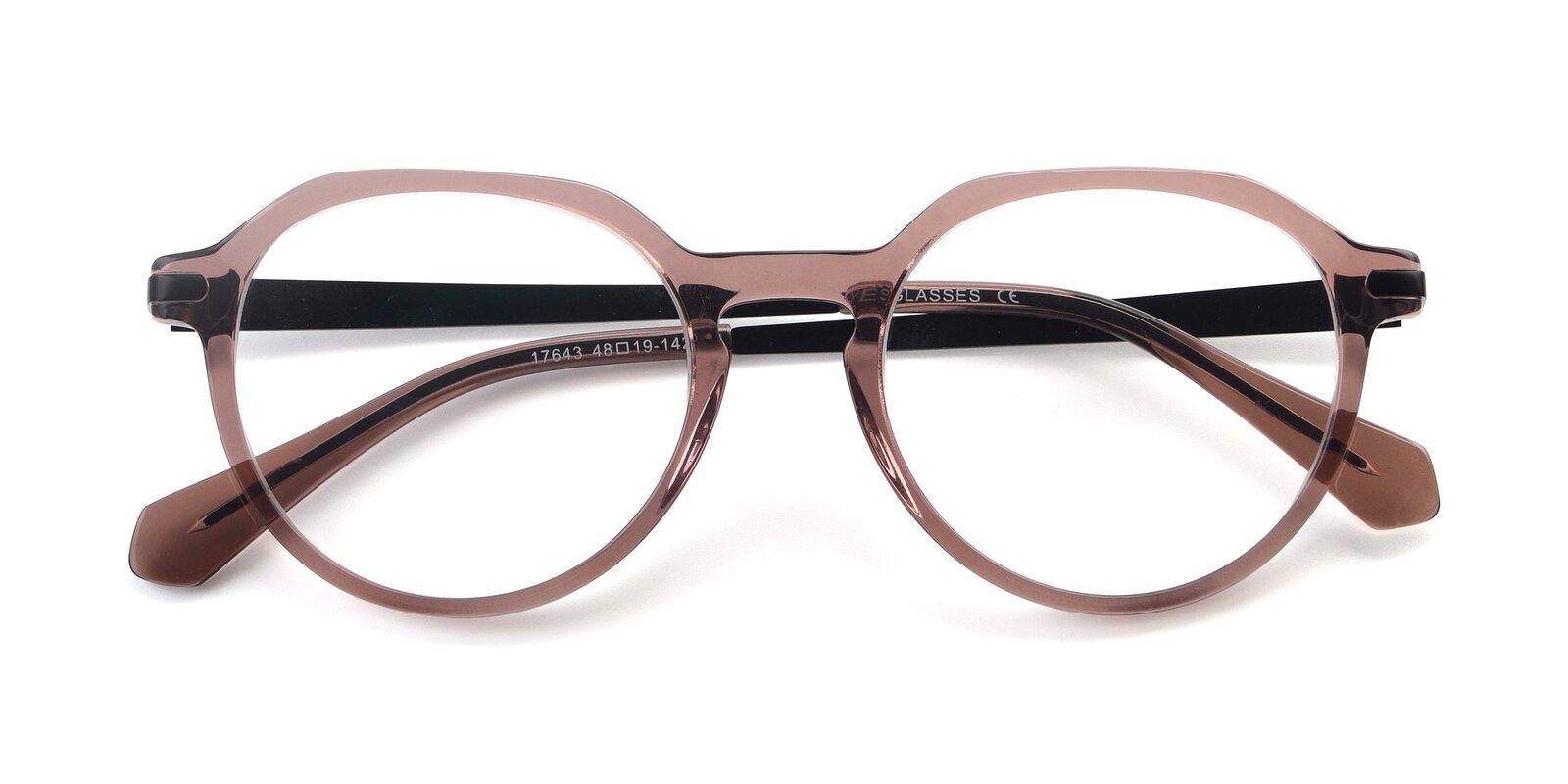 Clear Caramel Hipster Acetate Geometric Eyeglasses 17643 9986