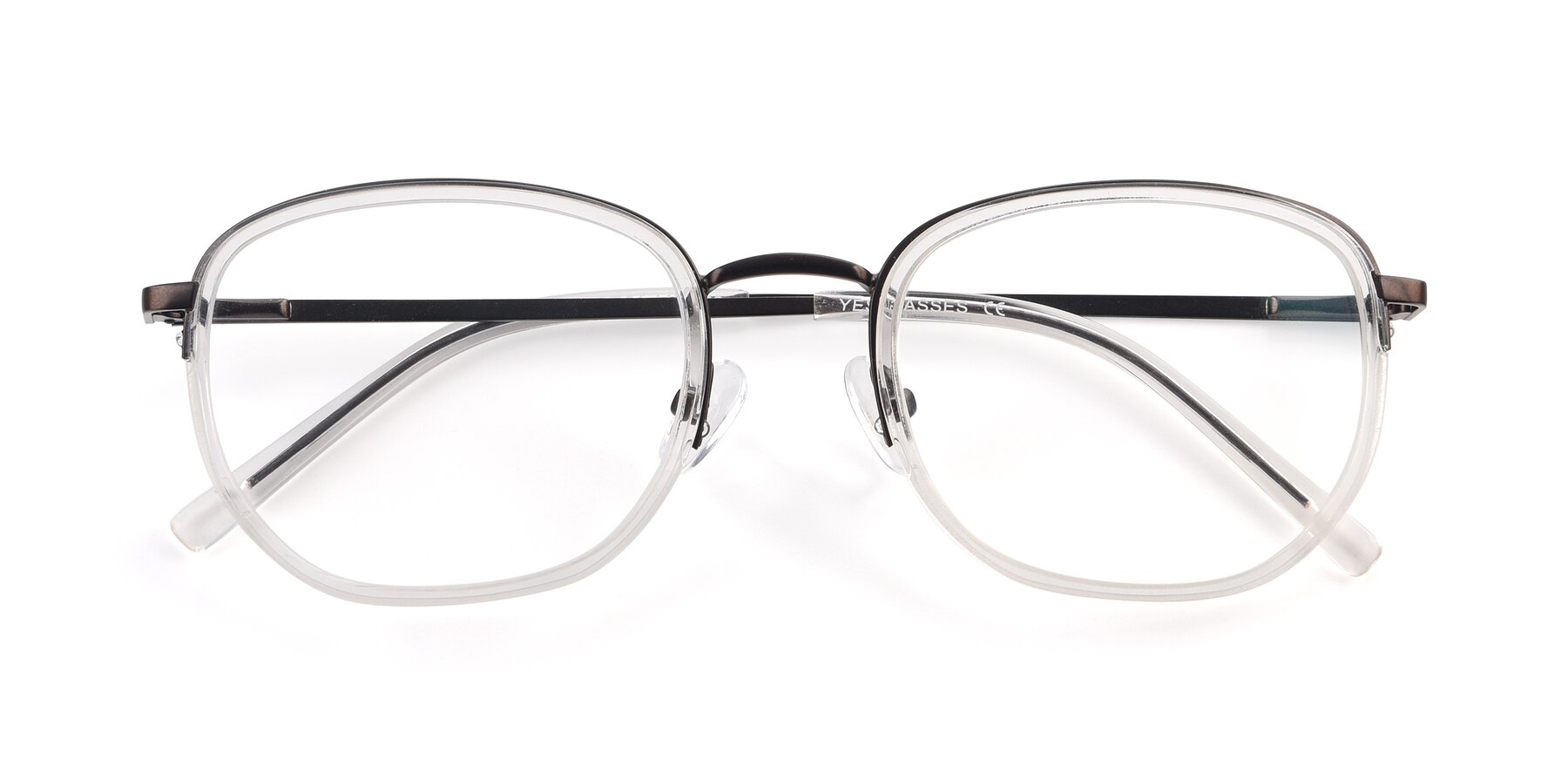 Folded Front of 17702 in Bronze-Clear with Clear Reading Eyeglass Lenses
