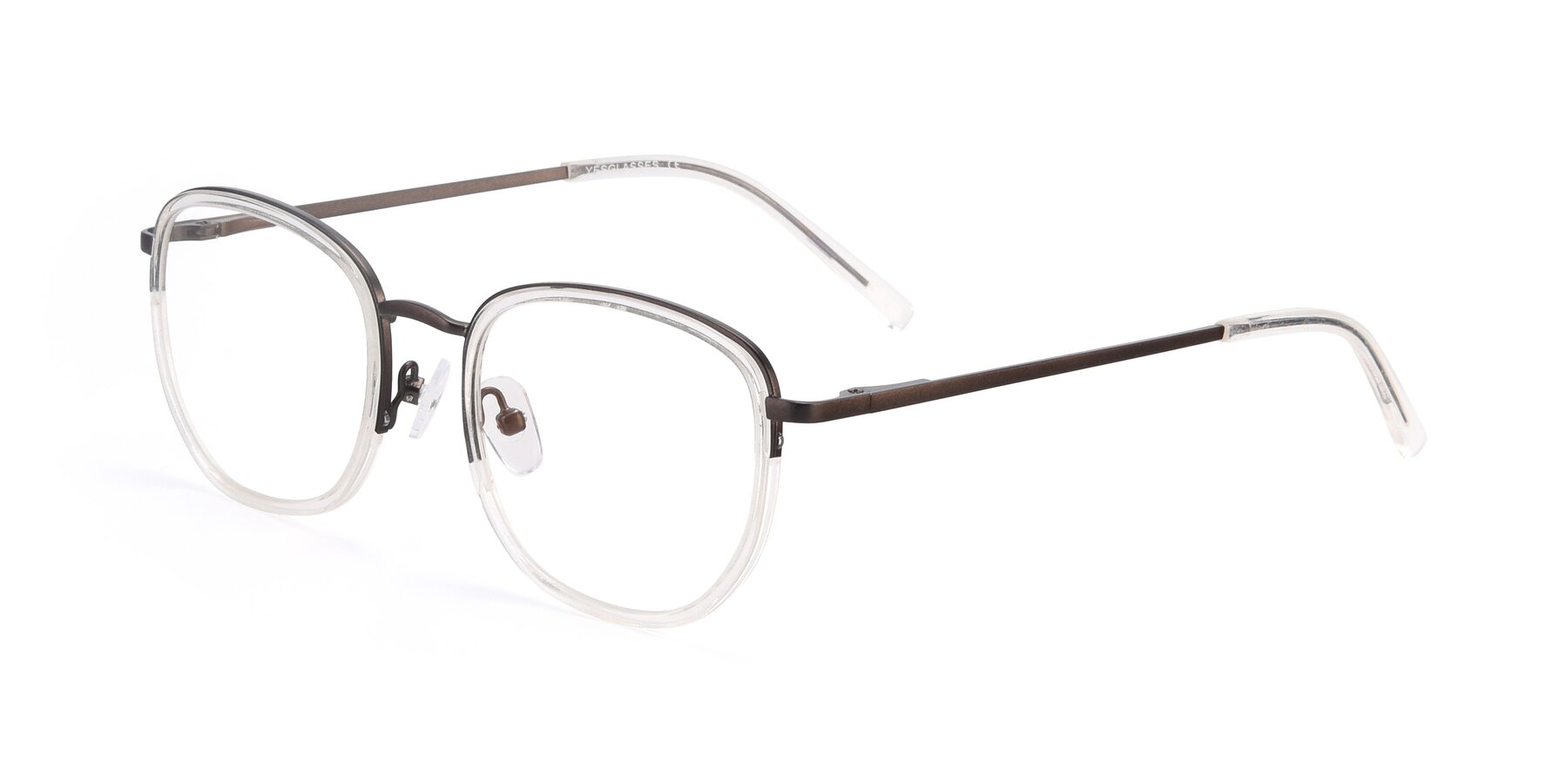 Angle of 17702 in Bronze-Clear with Clear Reading Eyeglass Lenses