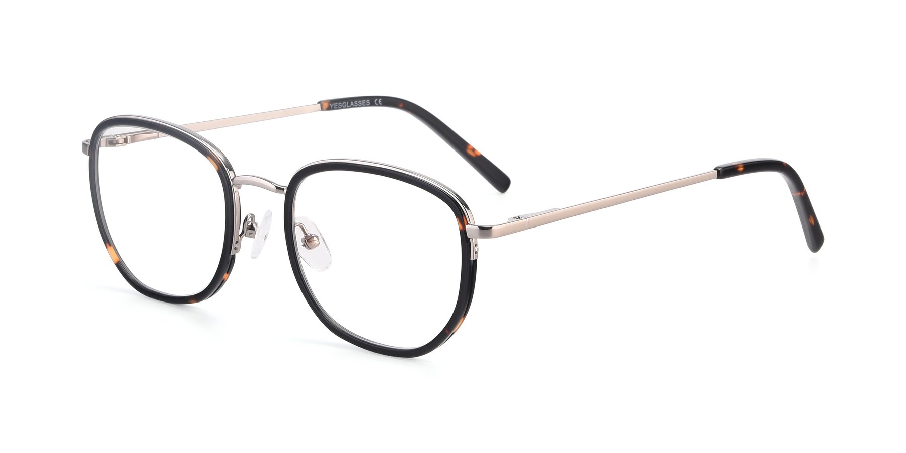 Angle of 17702 in Silver-Tortoise with Clear Reading Eyeglass Lenses