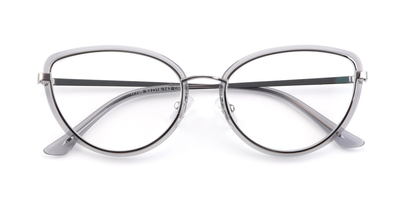 17706 - Transparent Grey / Silver Reading Glasses