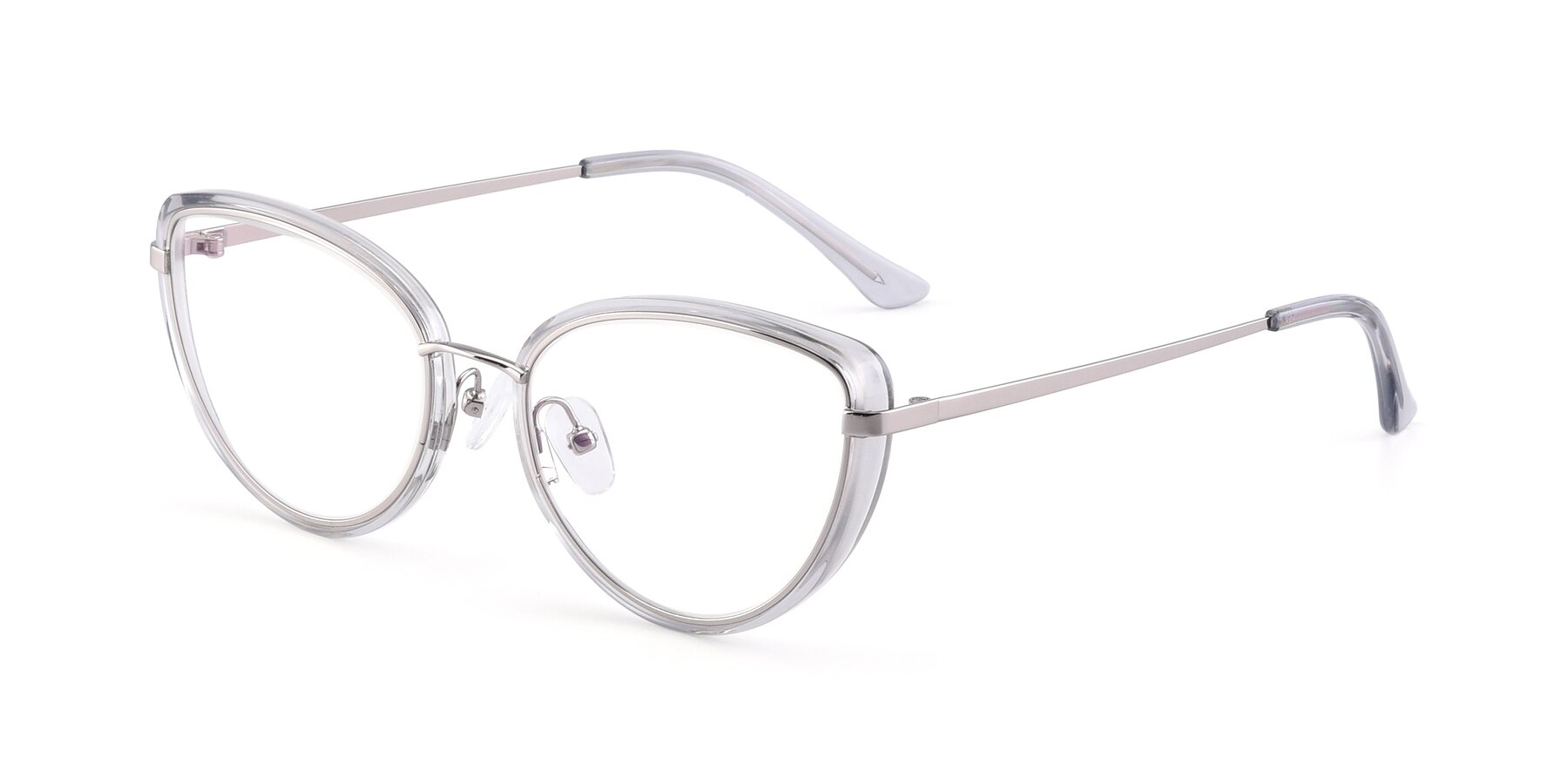 Angle of 17706 in Transparent Grey-Silver with Clear Blue Light Blocking Lenses