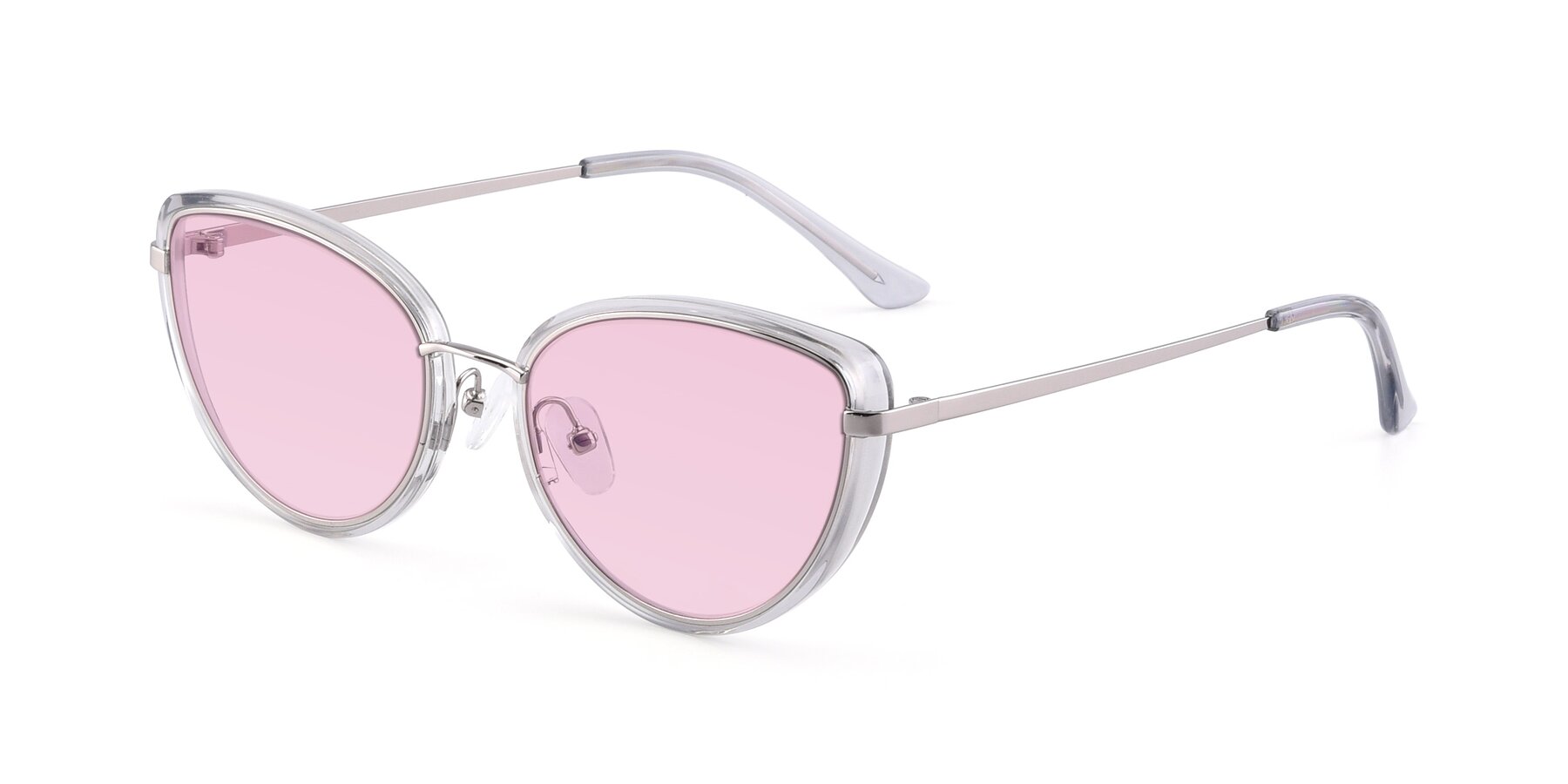 Angle of 17706 in Transparent Grey-Silver with Light Pink Tinted Lenses