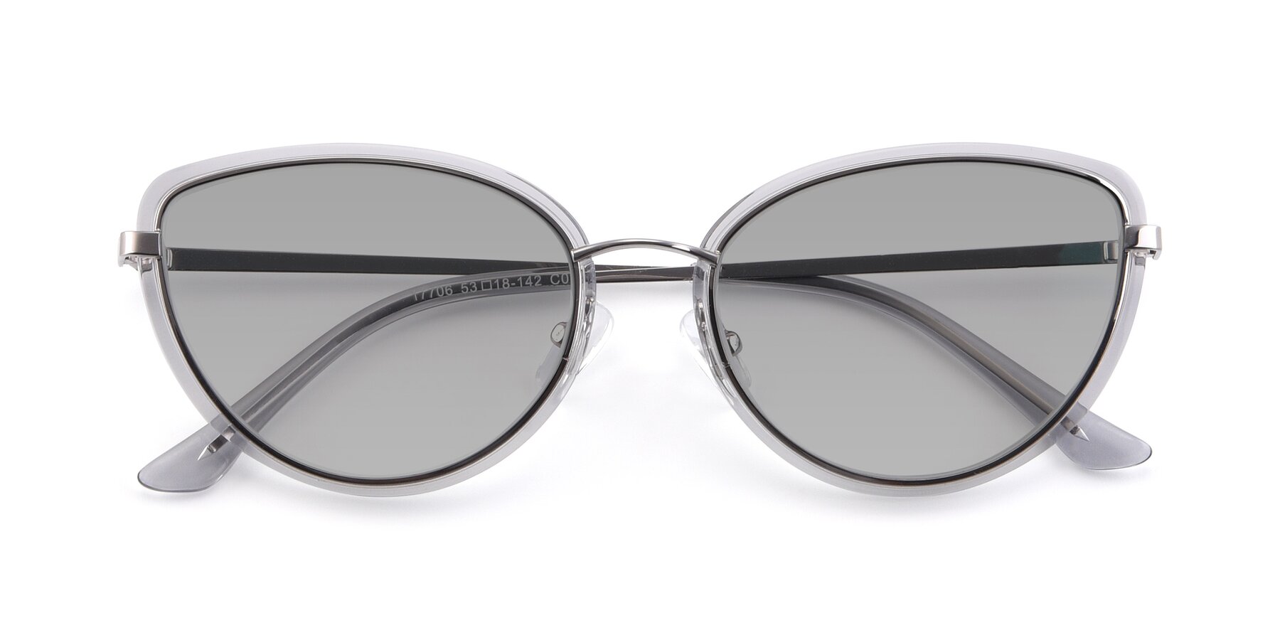 Folded Front of 17706 in Transparent Grey-Silver with Light Gray Tinted Lenses