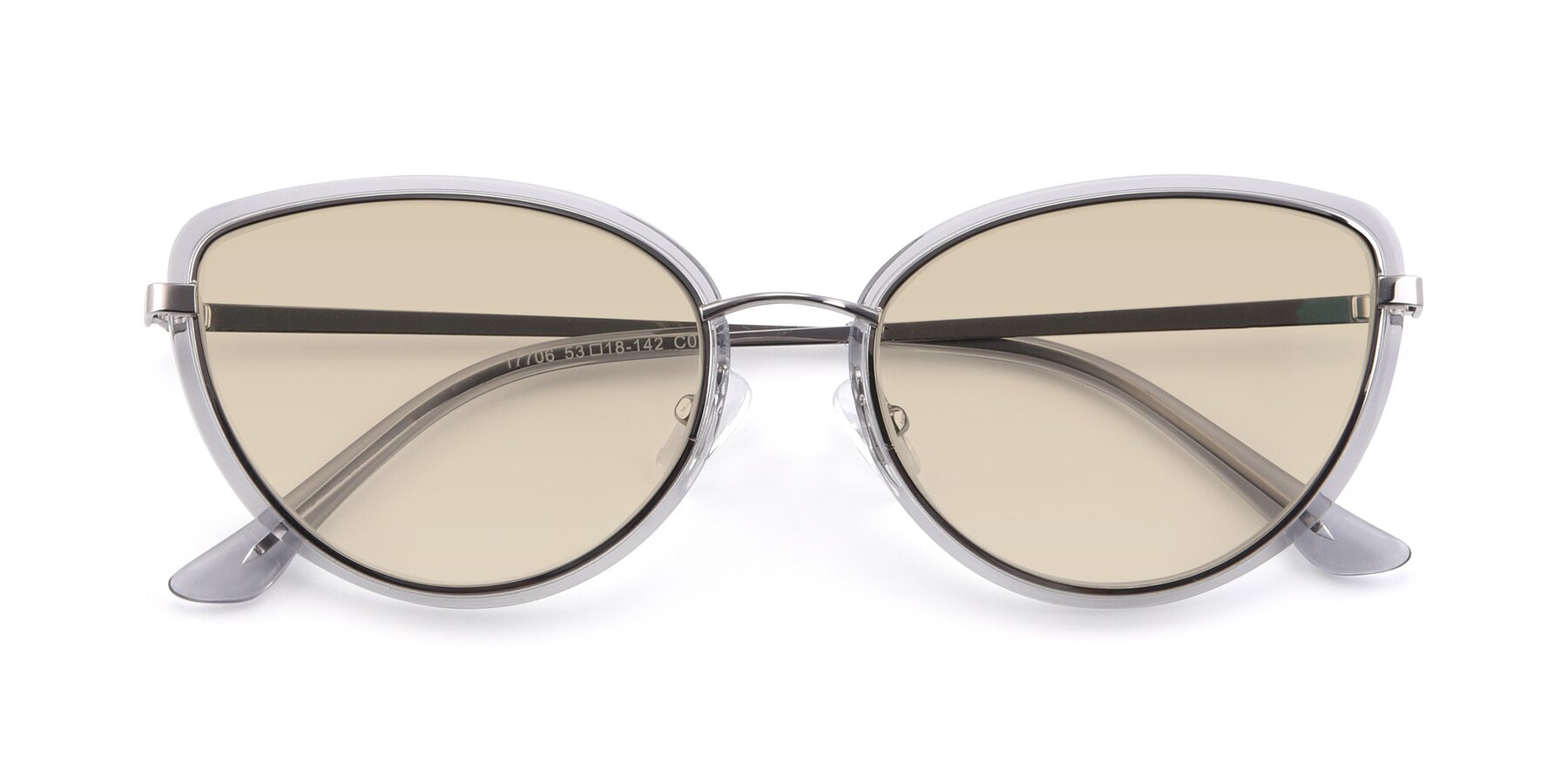 Folded Front of 17706 in Transparent Grey-Silver with Light Brown Tinted Lenses