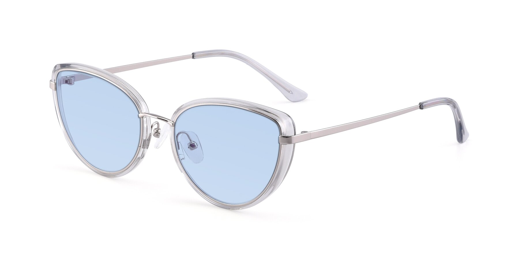Angle of 17706 in Transparent Grey-Silver with Light Blue Tinted Lenses