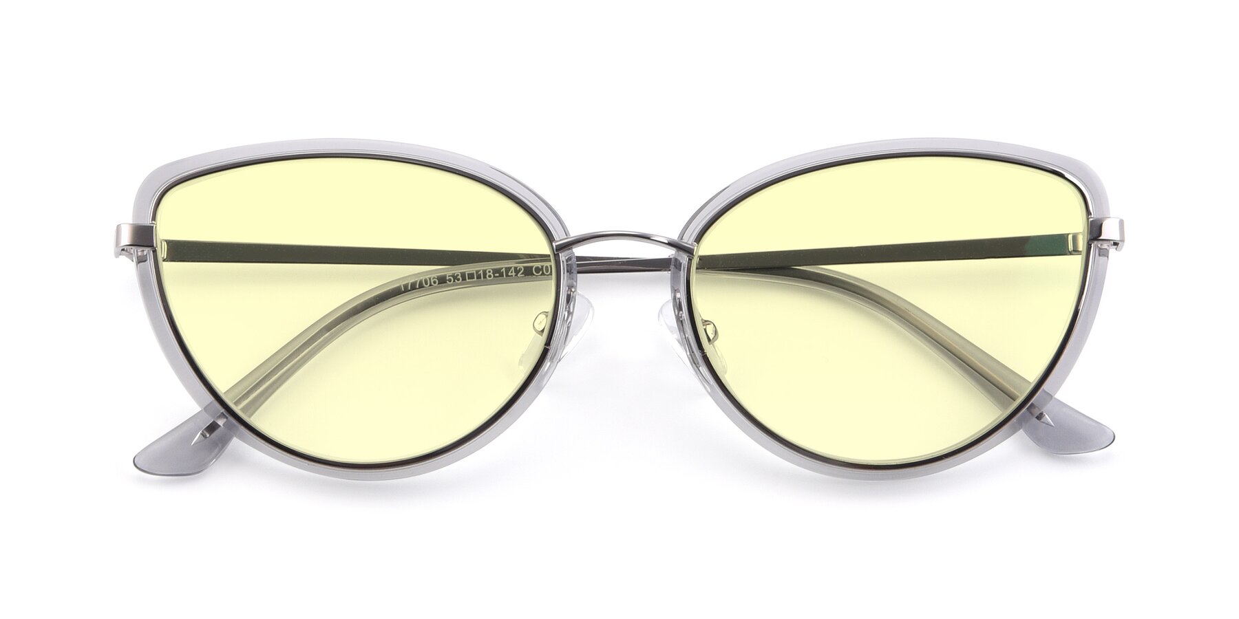 Folded Front of 17706 in Transparent Grey-Silver with Light Yellow Tinted Lenses