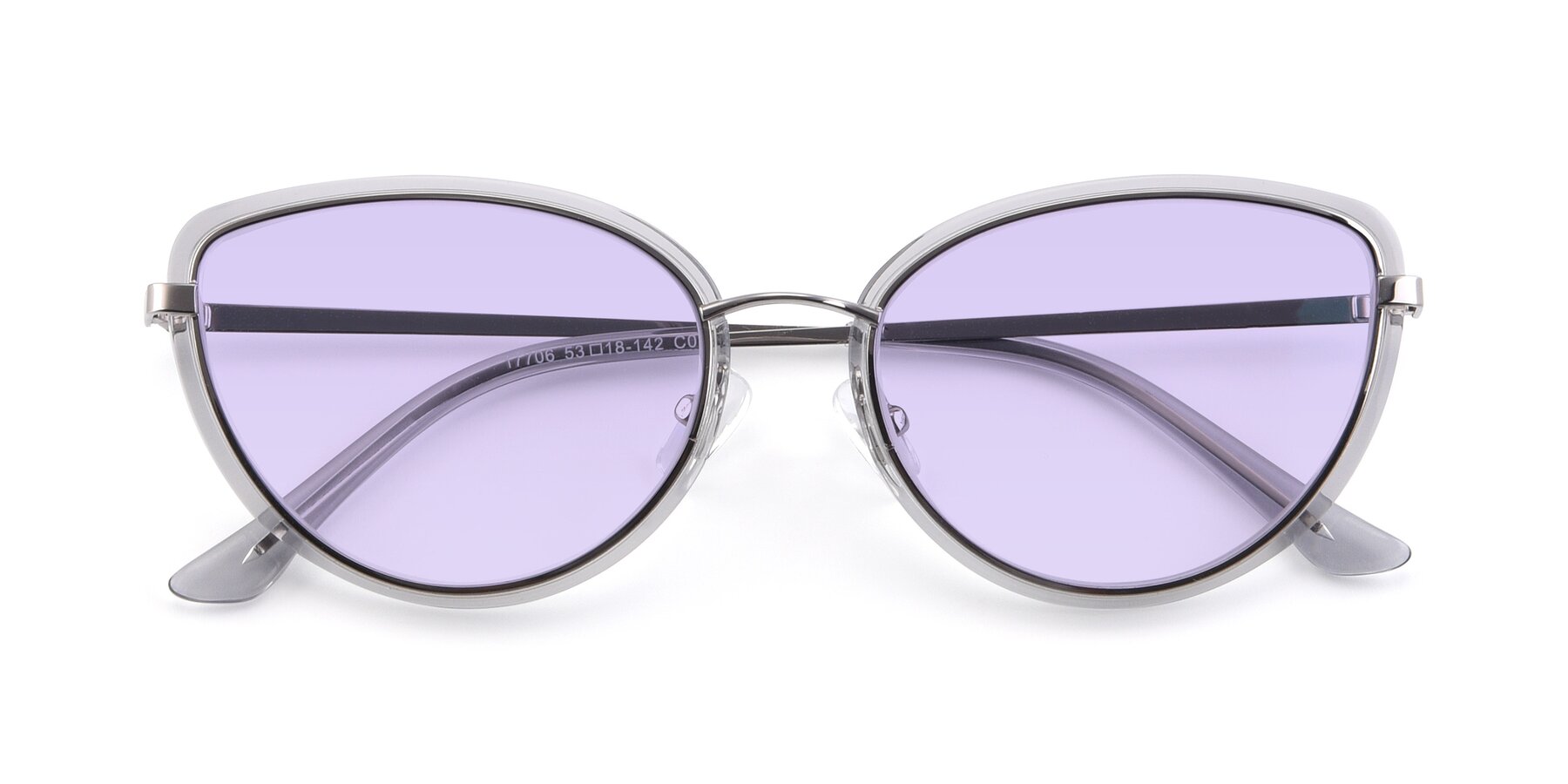 Folded Front of 17706 in Transparent Grey-Silver with Light Purple Tinted Lenses