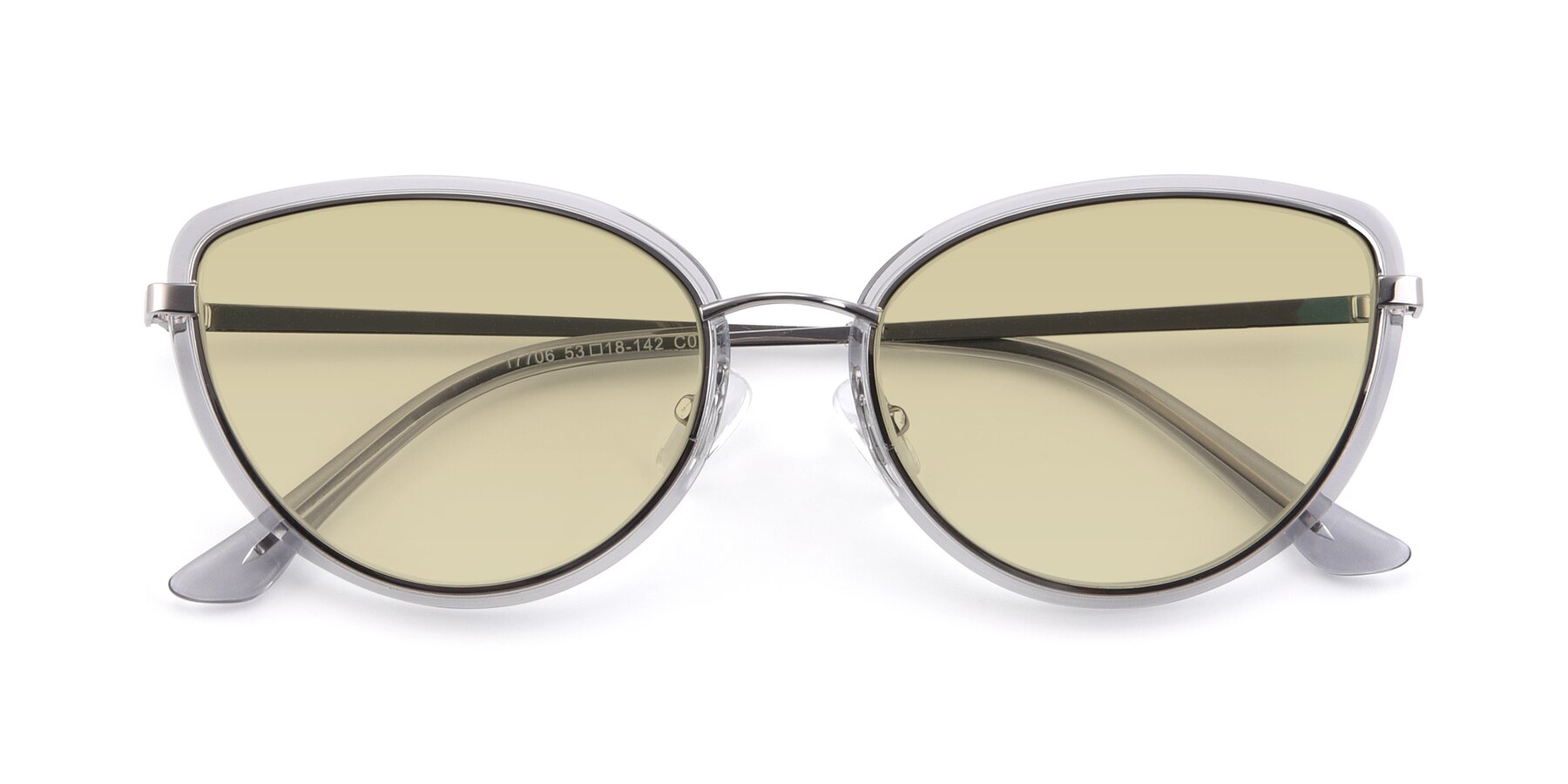 Folded Front of 17706 in Transparent Grey-Silver with Light Champagne Tinted Lenses
