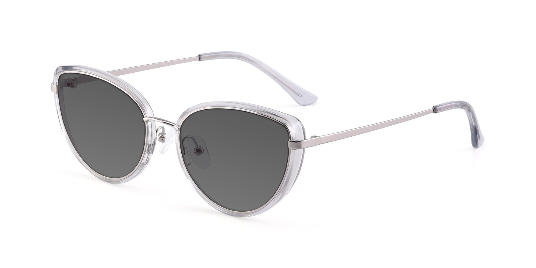 Angle of 17706 in Transparent Grey-Silver with Medium Gray Tinted Lenses