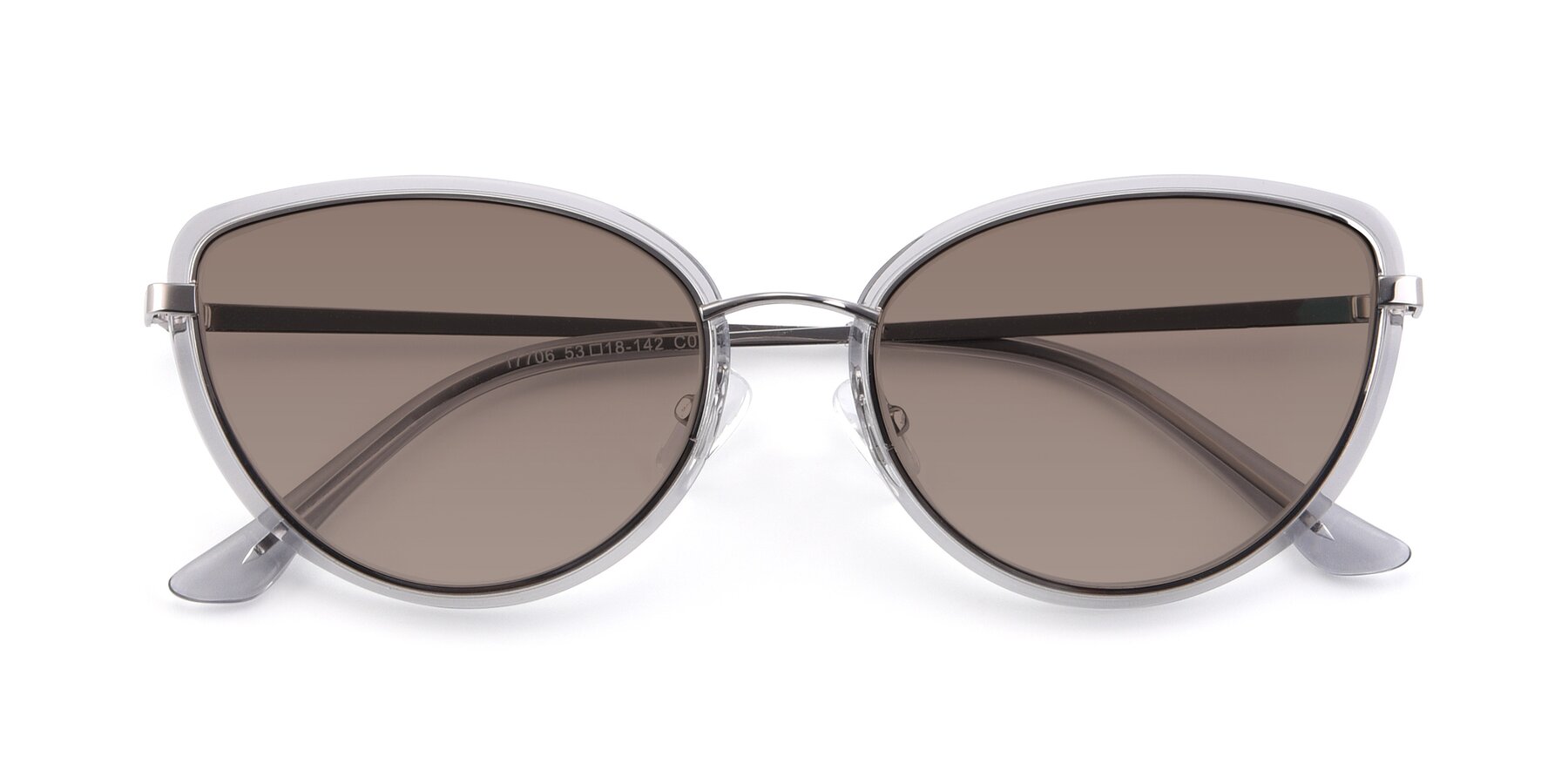 Folded Front of 17706 in Transparent Grey-Silver with Medium Brown Tinted Lenses