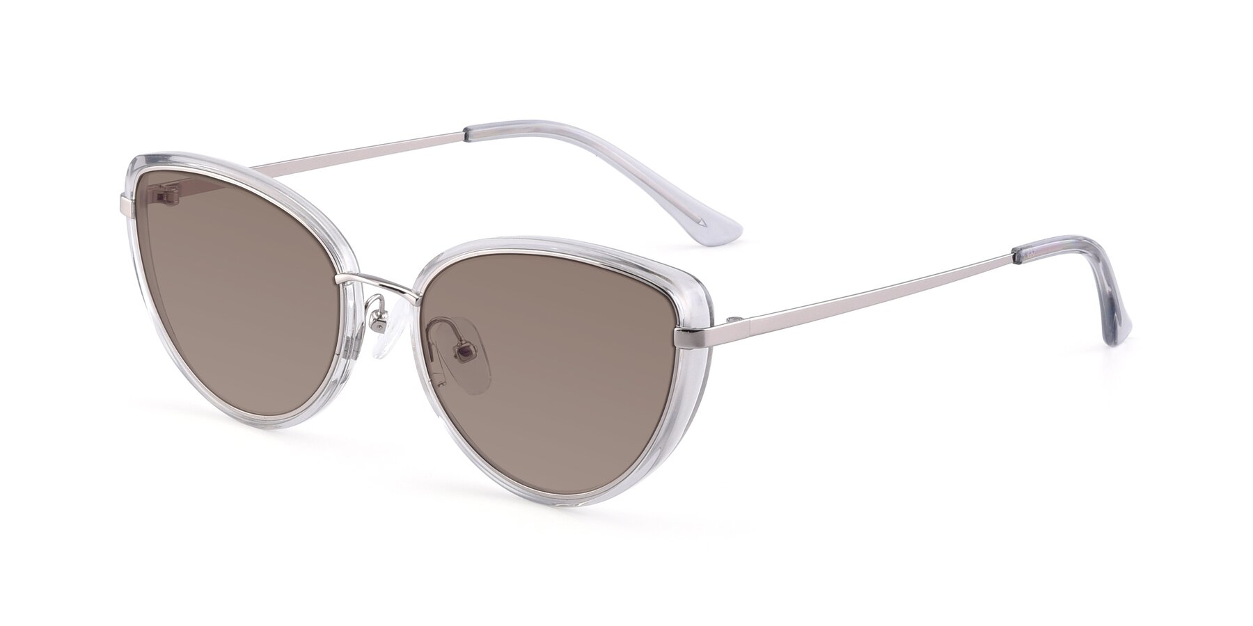 Angle of 17706 in Transparent Grey-Silver with Medium Brown Tinted Lenses