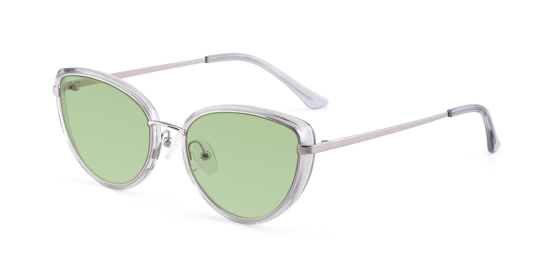 Angle of 17706 in Transparent Grey-Silver with Medium Green Tinted Lenses