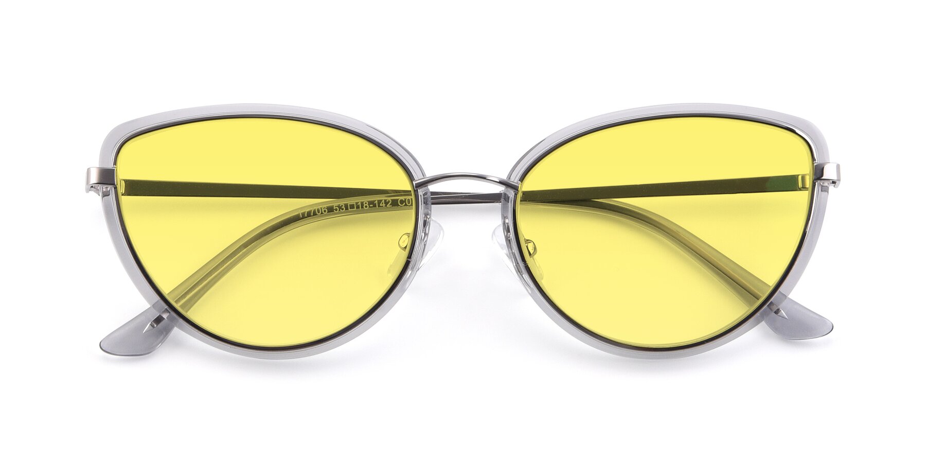 Folded Front of 17706 in Transparent Grey-Silver with Medium Yellow Tinted Lenses
