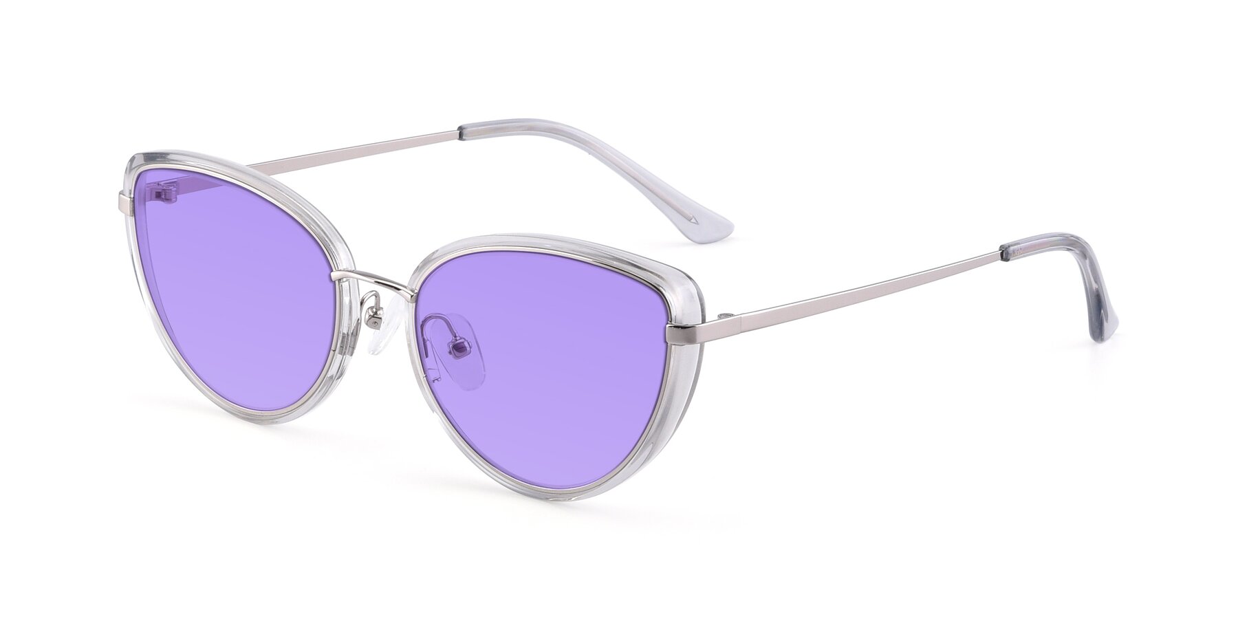Angle of 17706 in Transparent Grey-Silver with Medium Purple Tinted Lenses