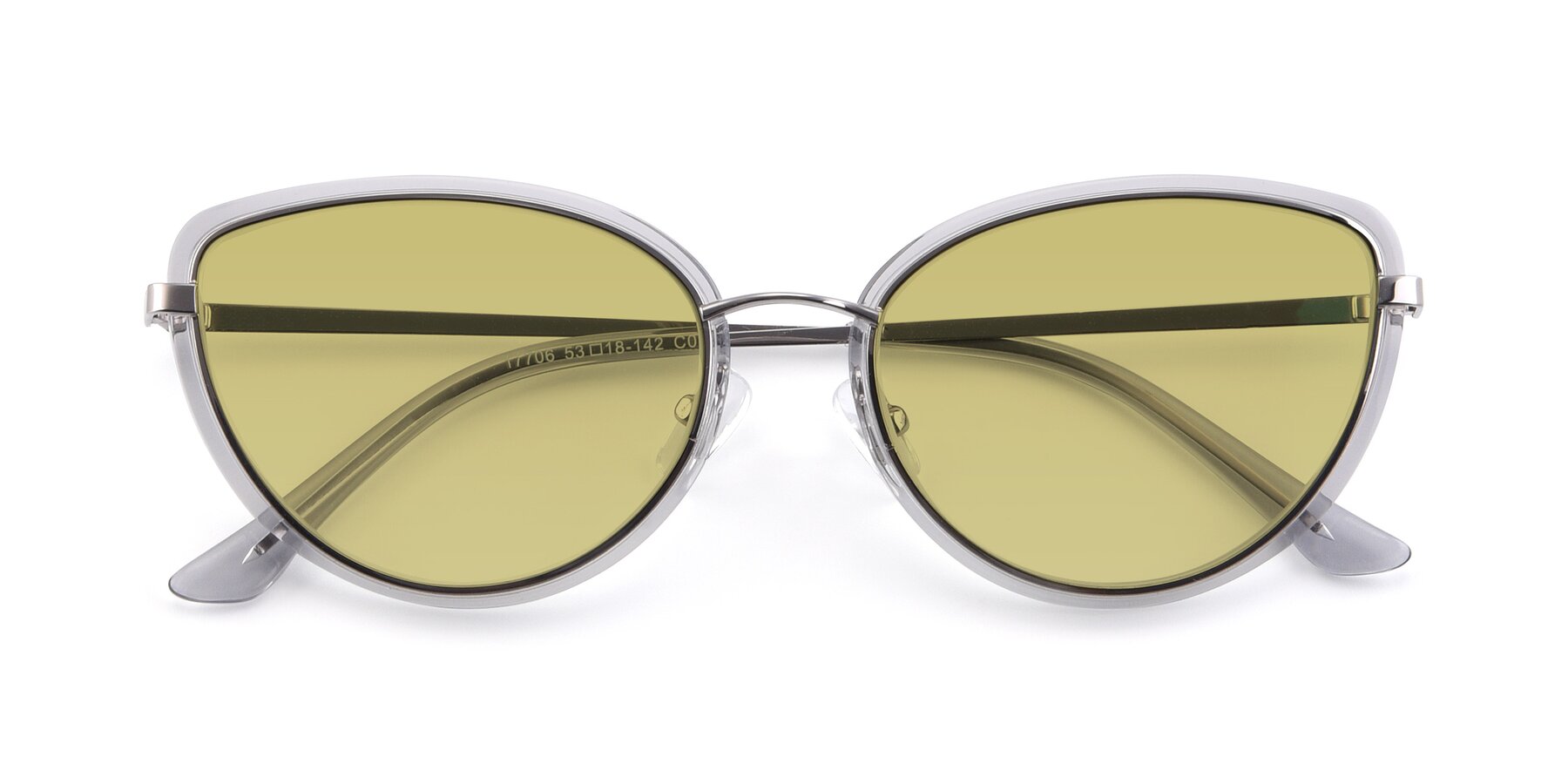 Folded Front of 17706 in Transparent Grey-Silver with Medium Champagne Tinted Lenses