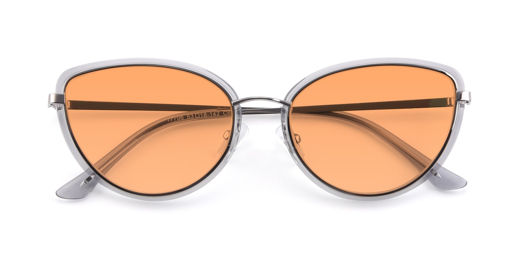 Folded Front of 17706 in Transparent Grey-Silver with Medium Orange Tinted Lenses