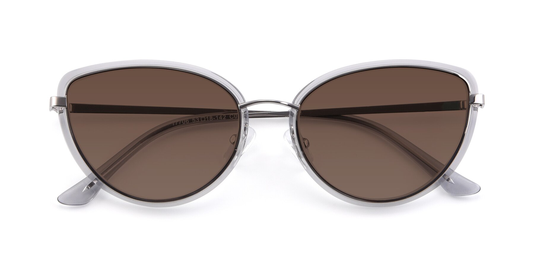 Folded Front of 17706 in Transparent Grey-Silver with Brown Tinted Lenses