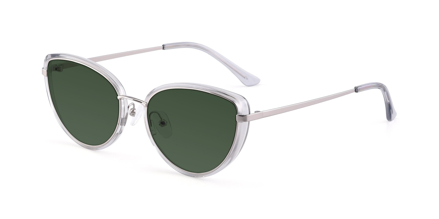 Angle of 17706 in Transparent Grey-Silver with Green Tinted Lenses