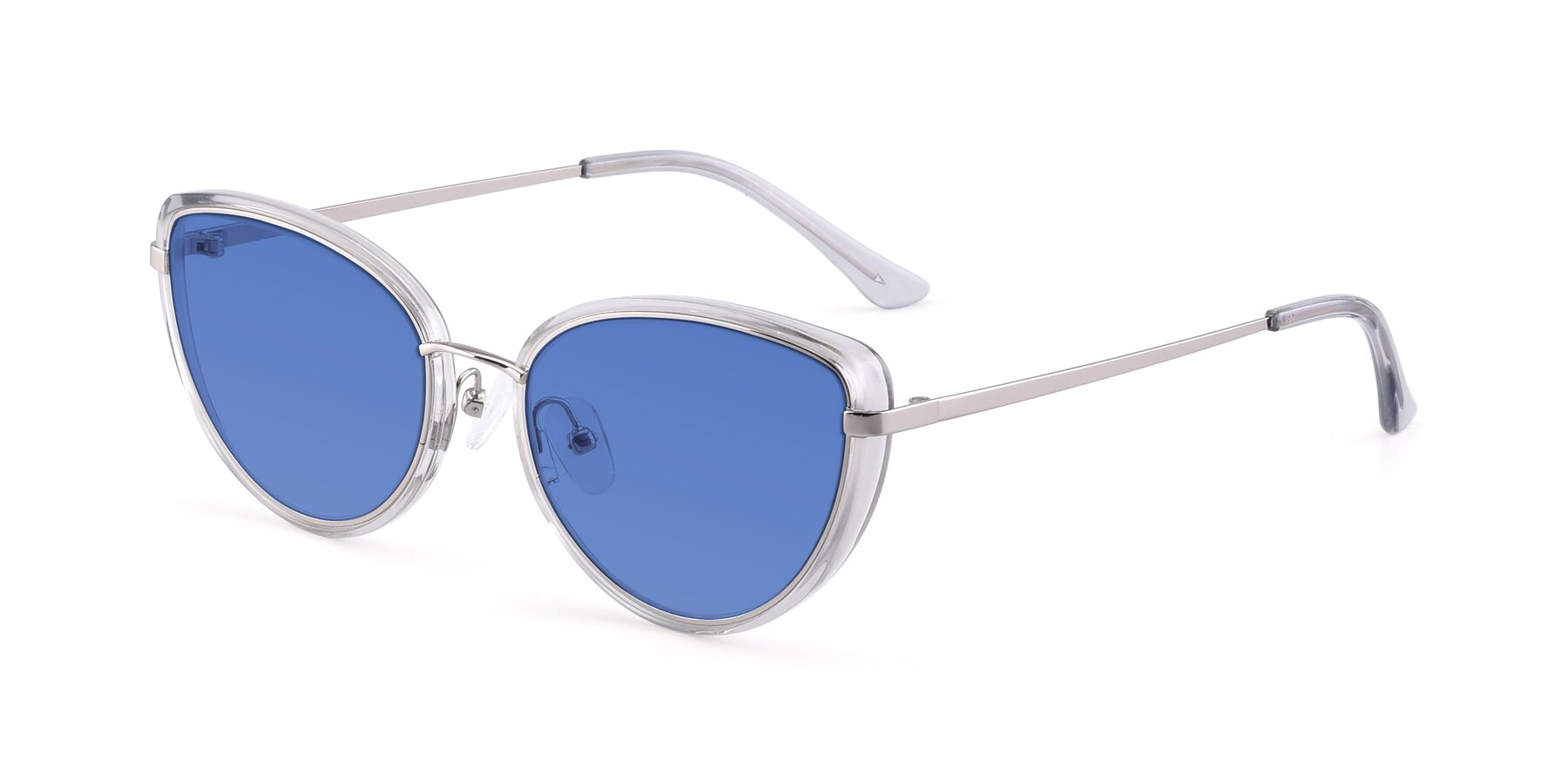 Angle of 17706 in Transparent Grey-Silver with Blue Tinted Lenses