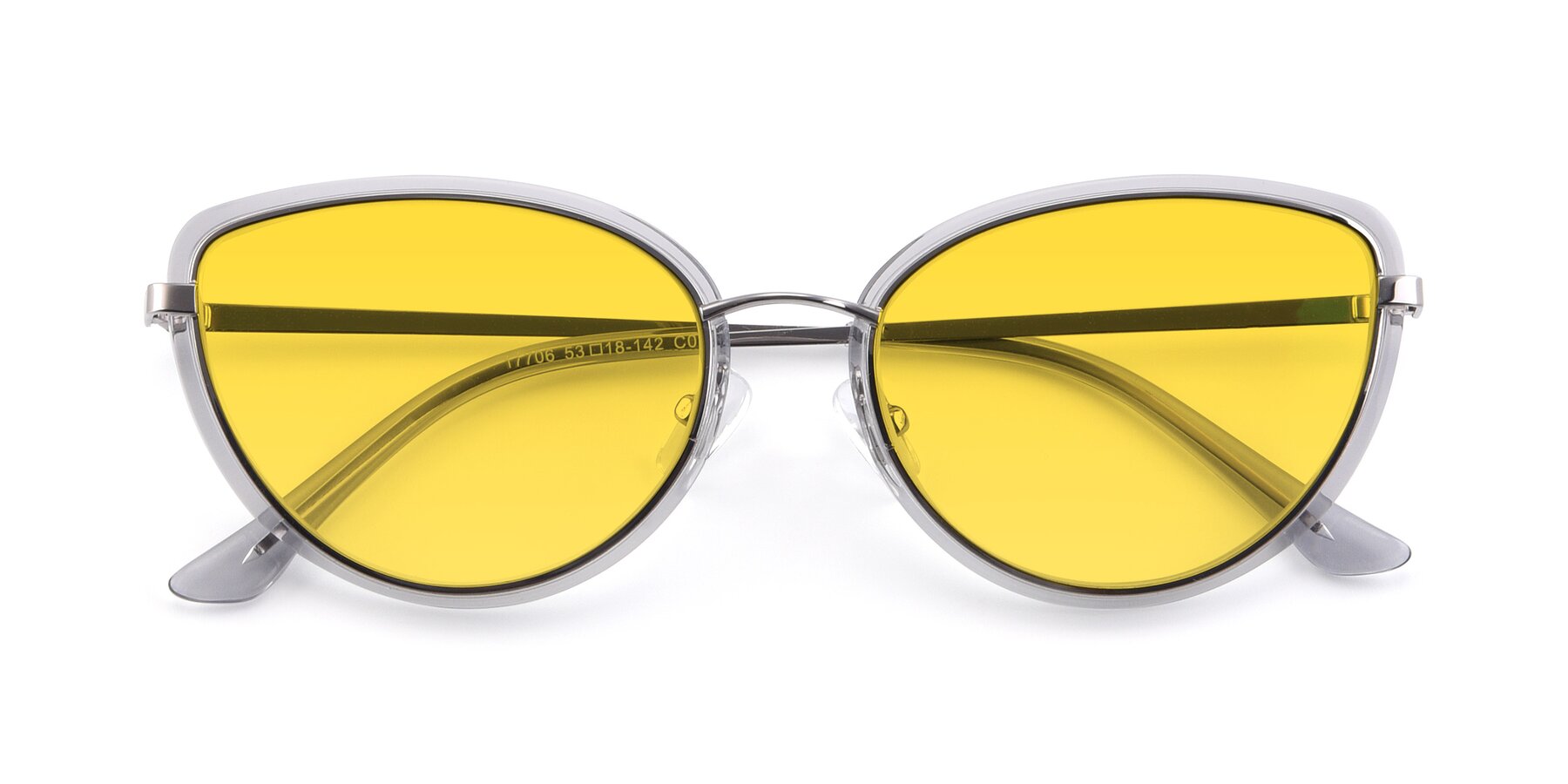 Folded Front of 17706 in Transparent Grey-Silver with Yellow Tinted Lenses