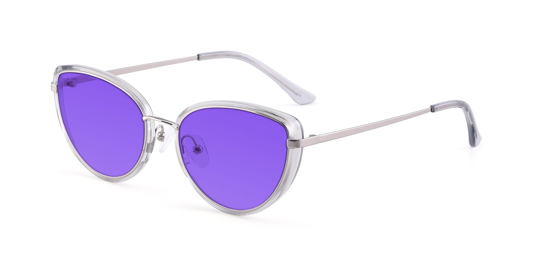 Angle of 17706 in Transparent Grey-Silver with Purple Tinted Lenses